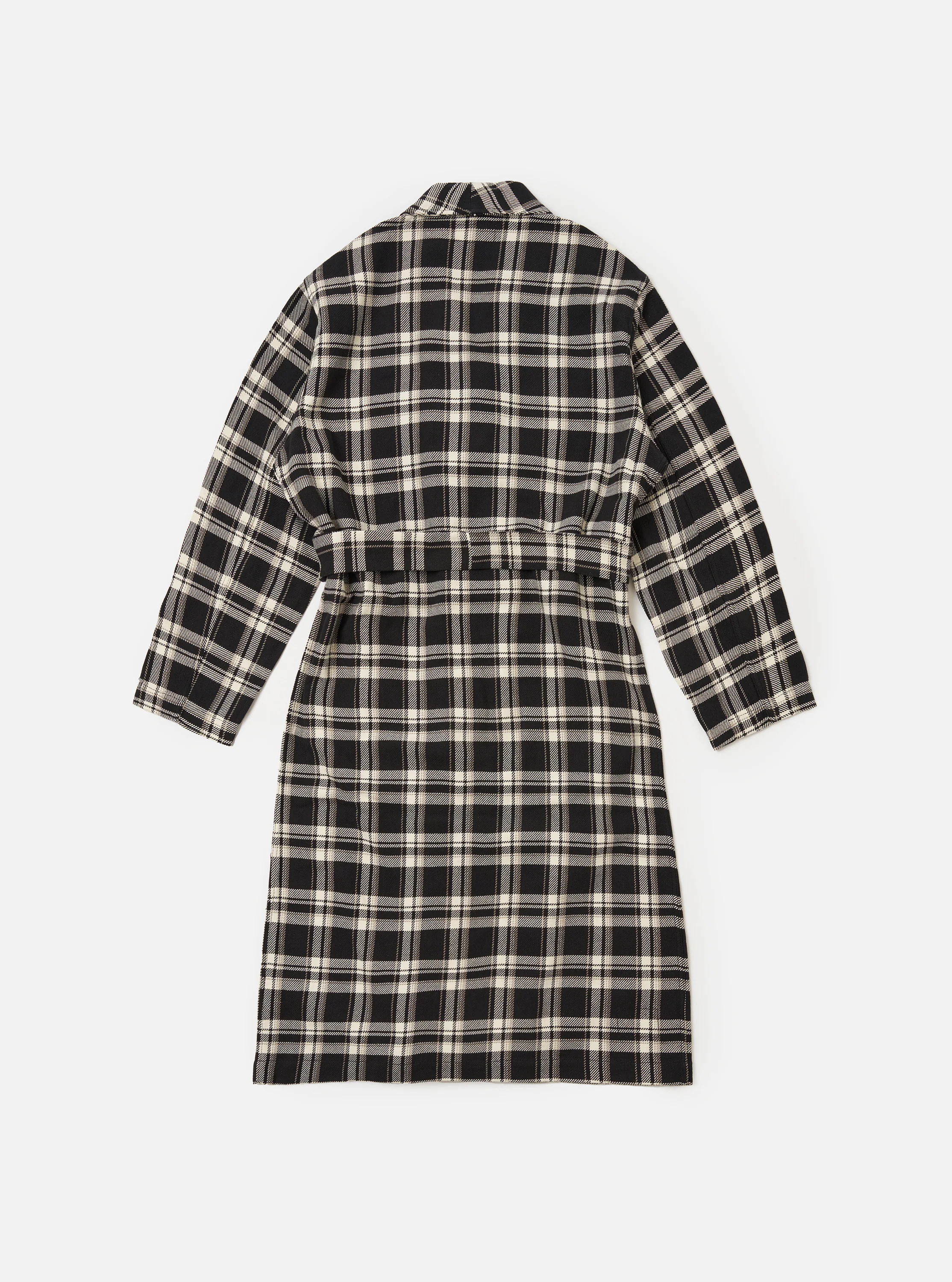 Black Twill Check Short Dressing Gown - Image 3