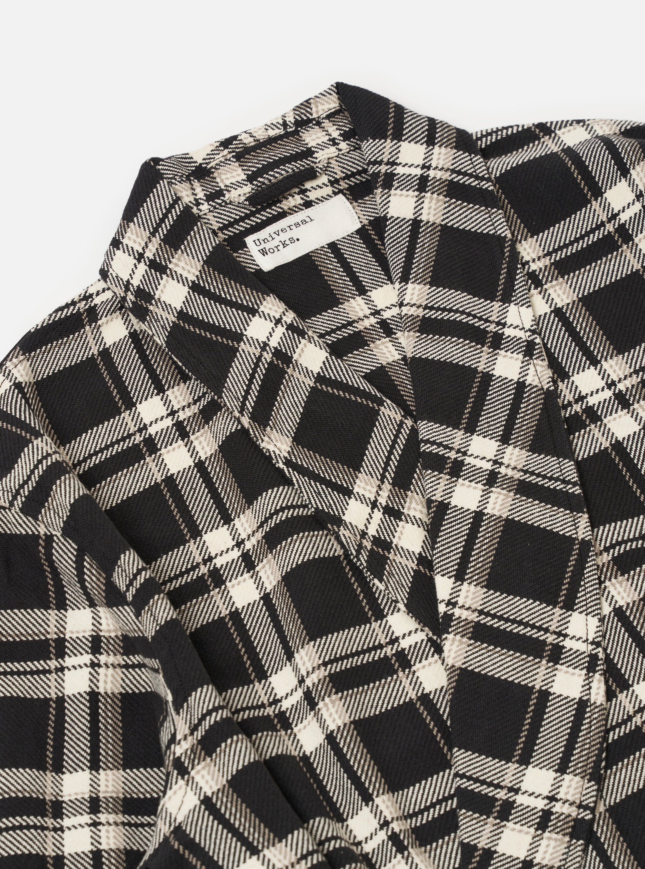 Black Twill Check Short Dressing Gown - Image 4