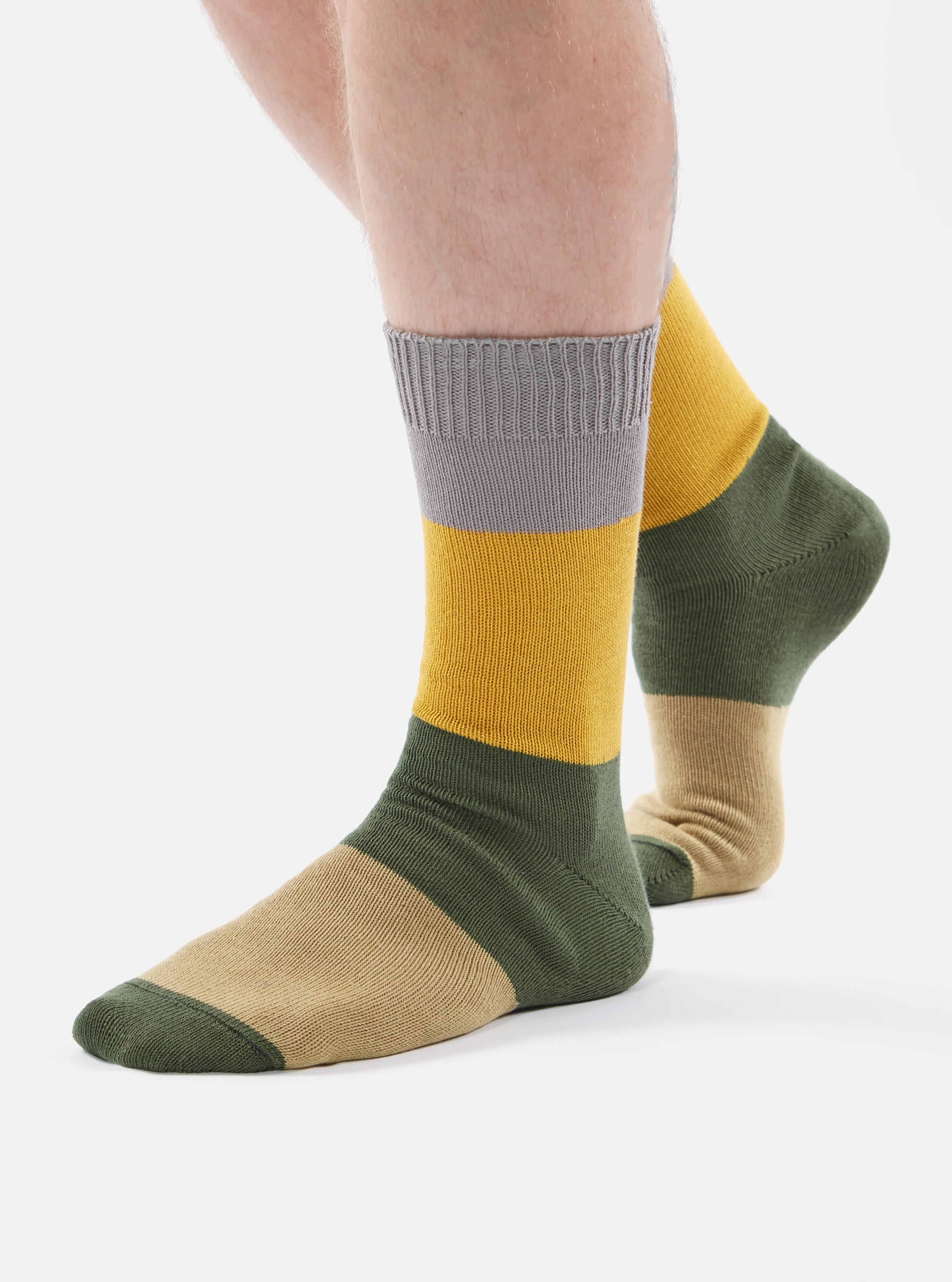 Grey/Gold Cotton Bold Stripe Sock - Image 3