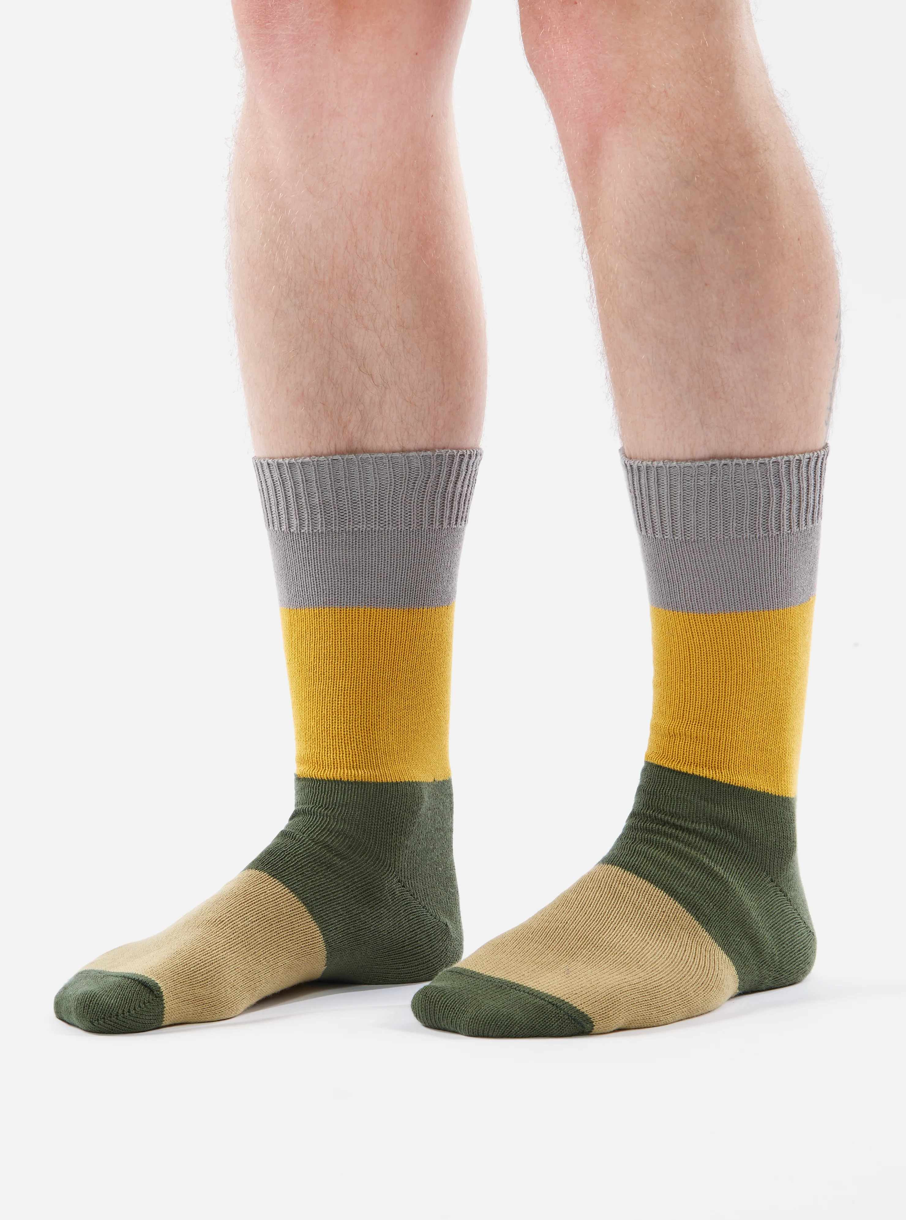 Grey/Gold Cotton Bold Stripe Sock - Image 5