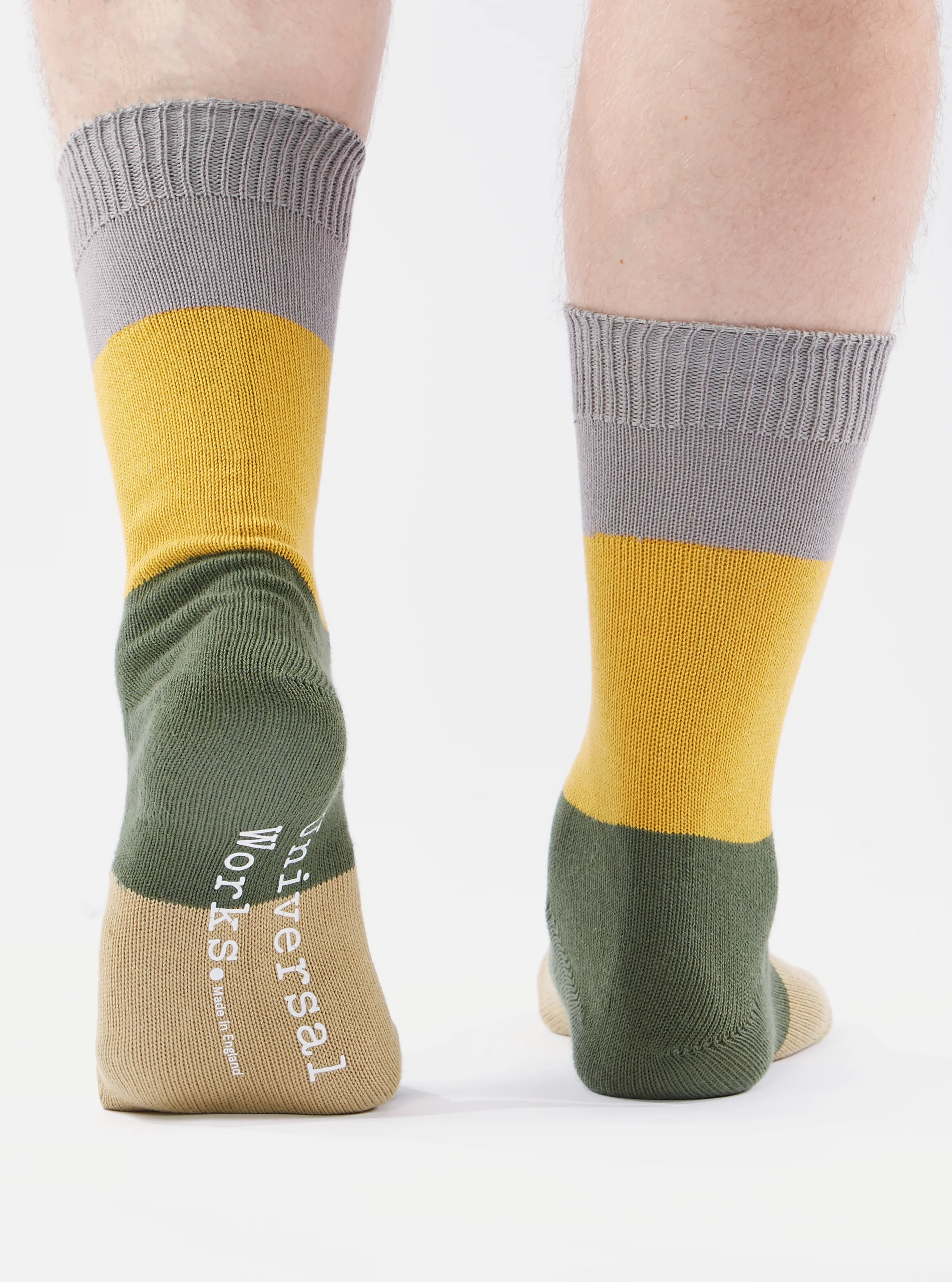 Grey/Gold Cotton Bold Stripe Sock - Image 6