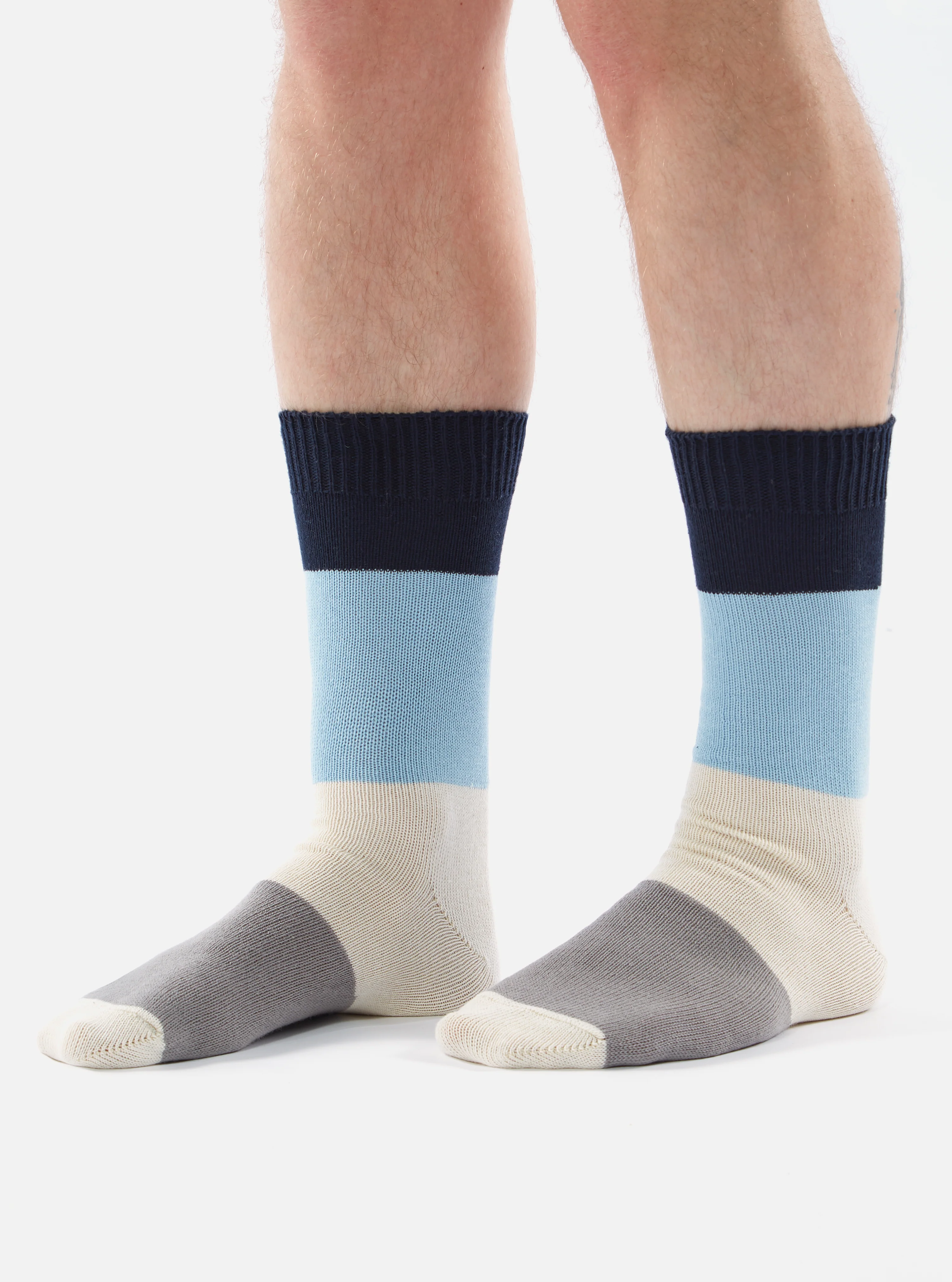 Navy/Sky Cotton Bold Stripe Sock - Image 4