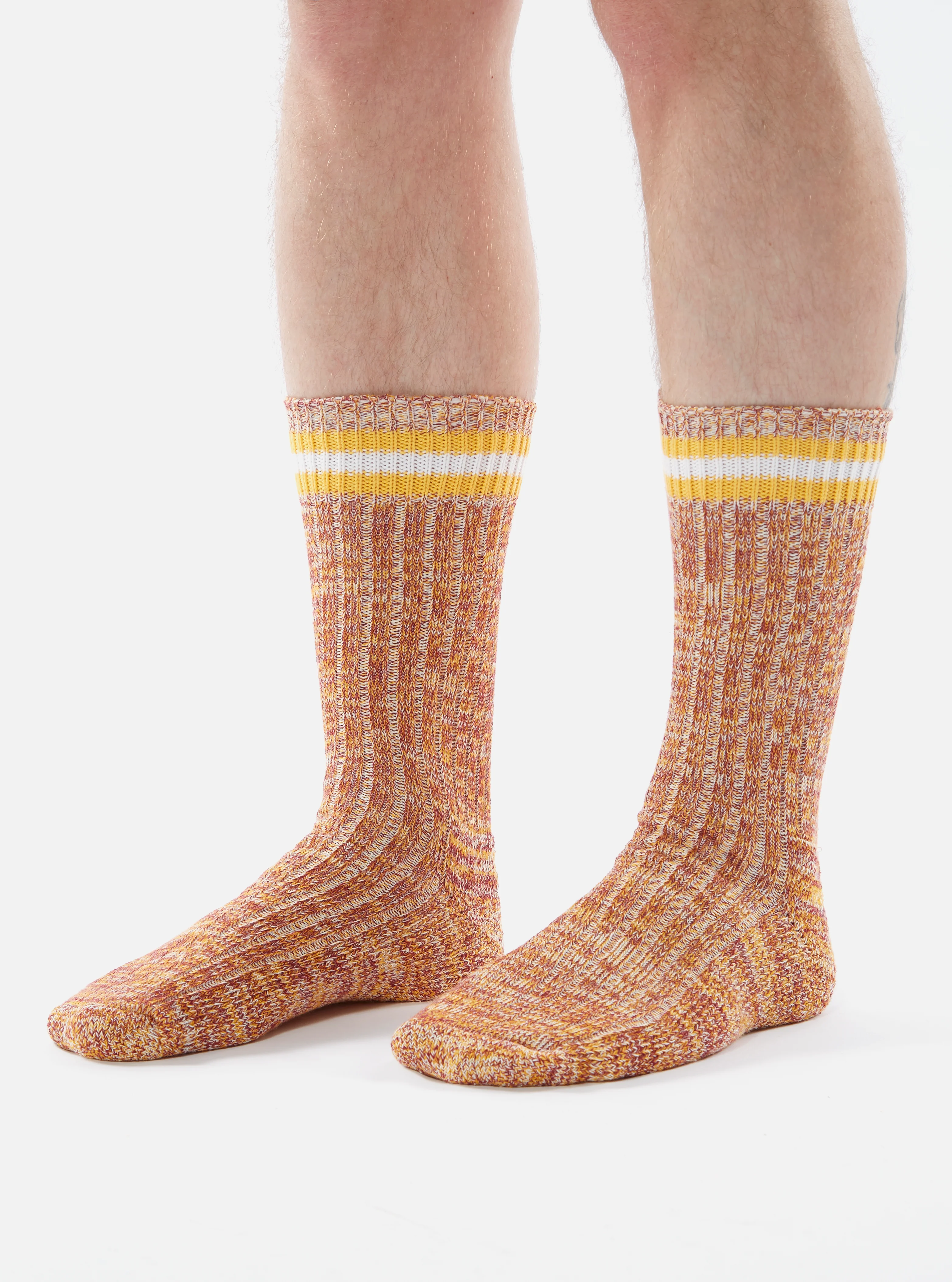 Yellow Cotton Everyday Stripe Sock - Image 3