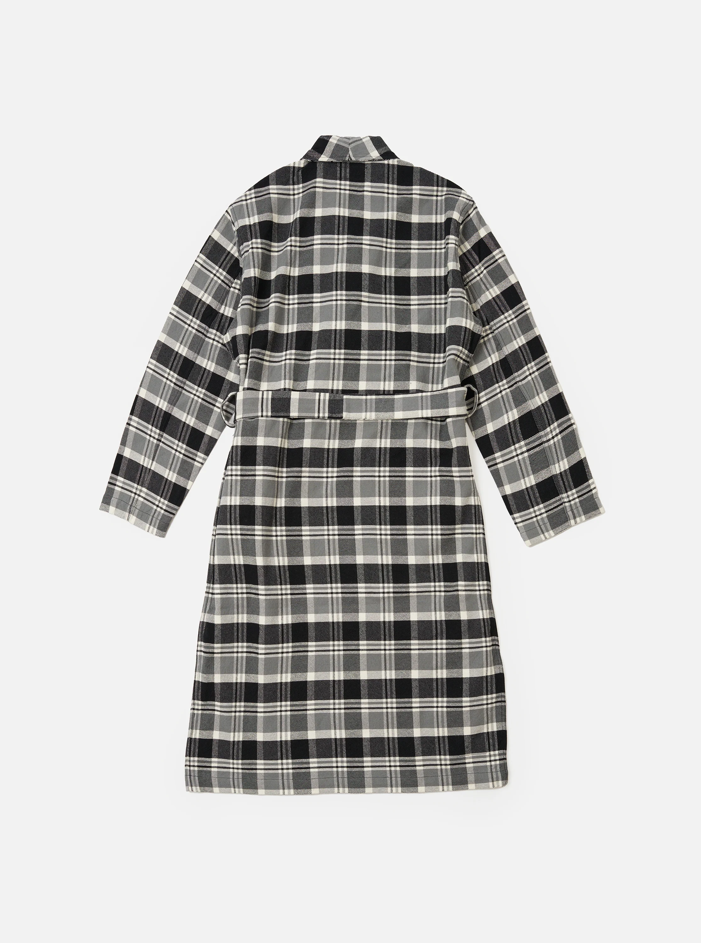 Grey Black Twill Check Short Dressing Gown - Image 3