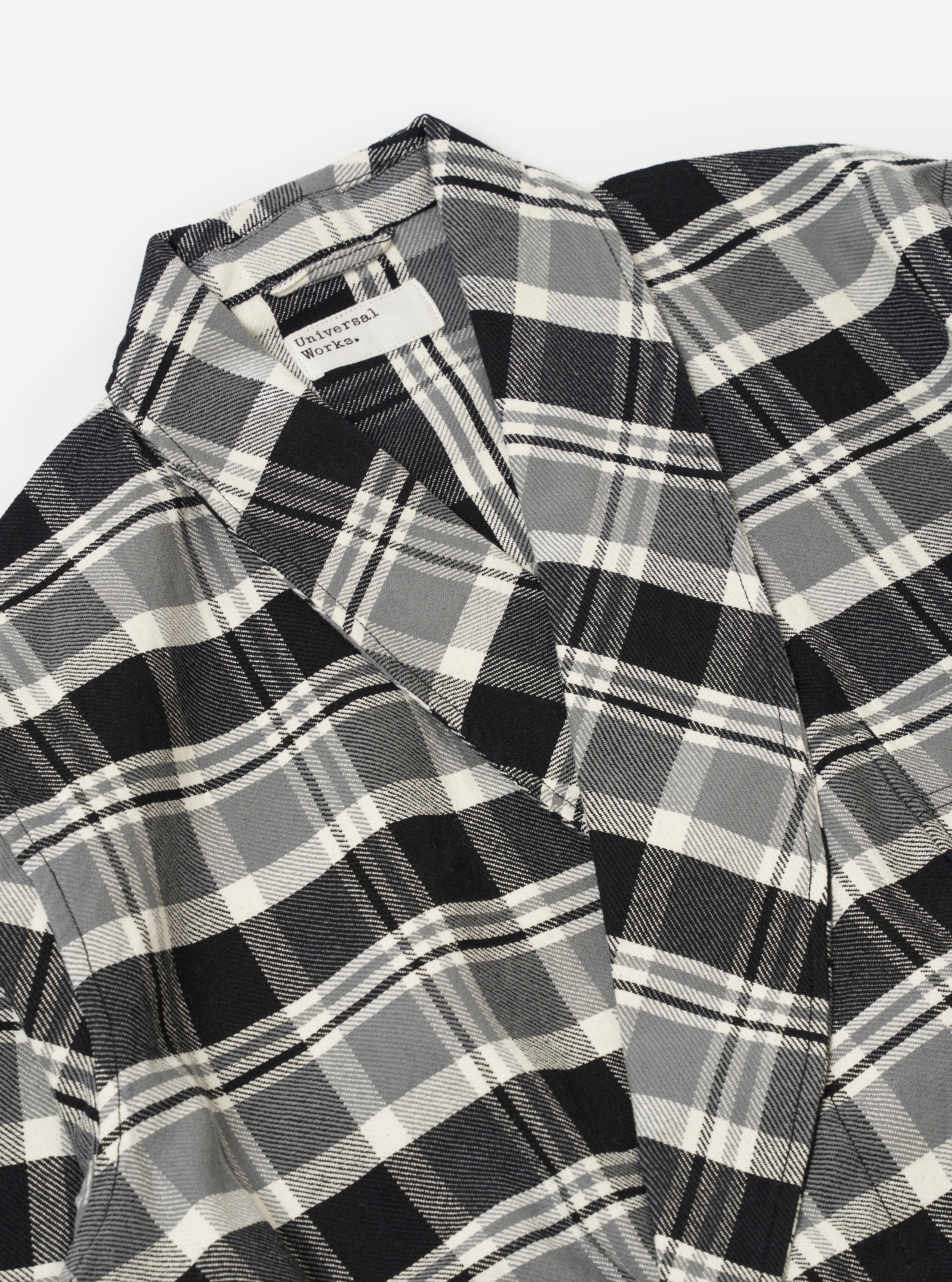 Grey Black Twill Check Short Dressing Gown - Image 4