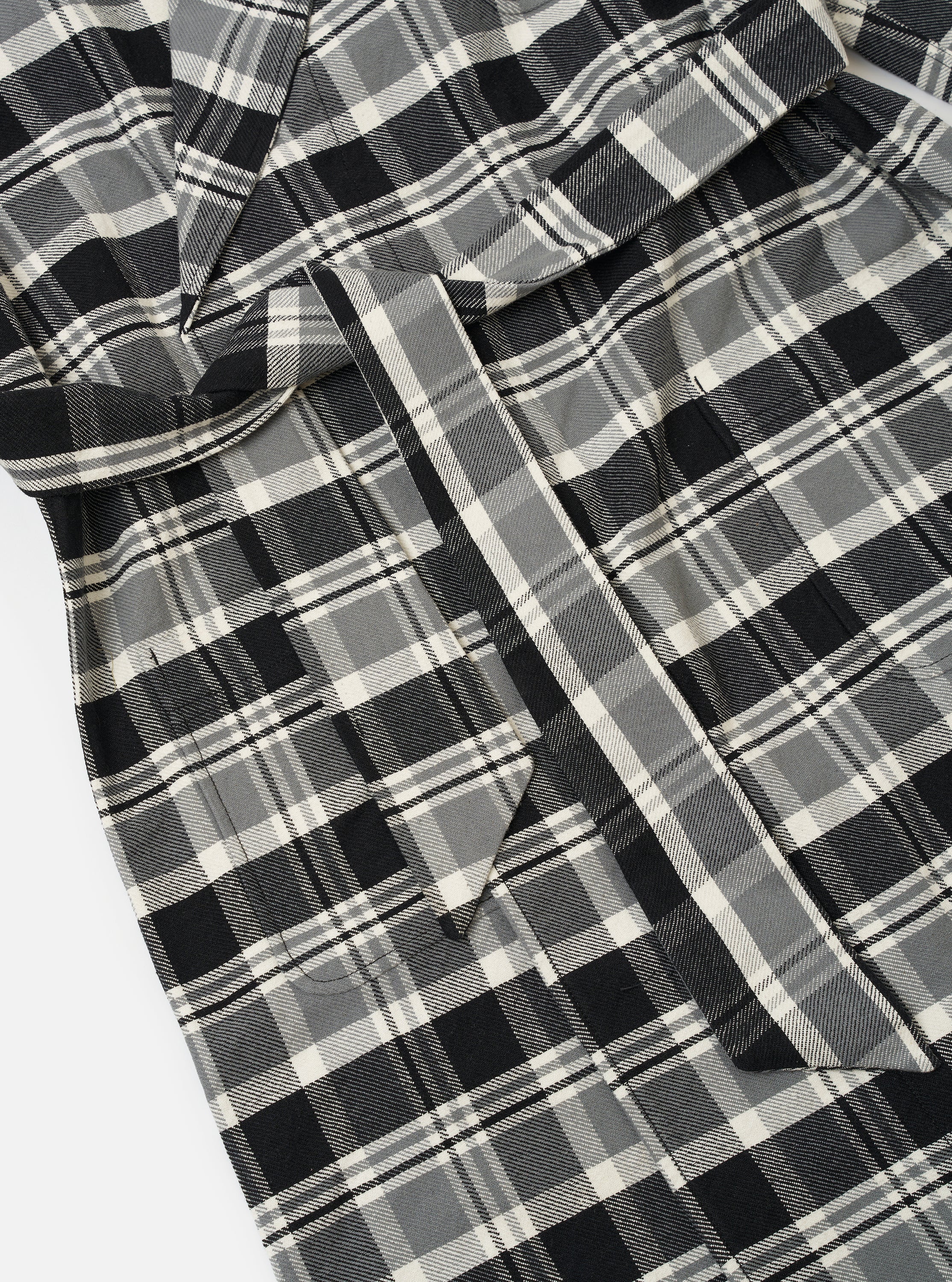 Grey Black Twill Check Short Dressing Gown - Image 5