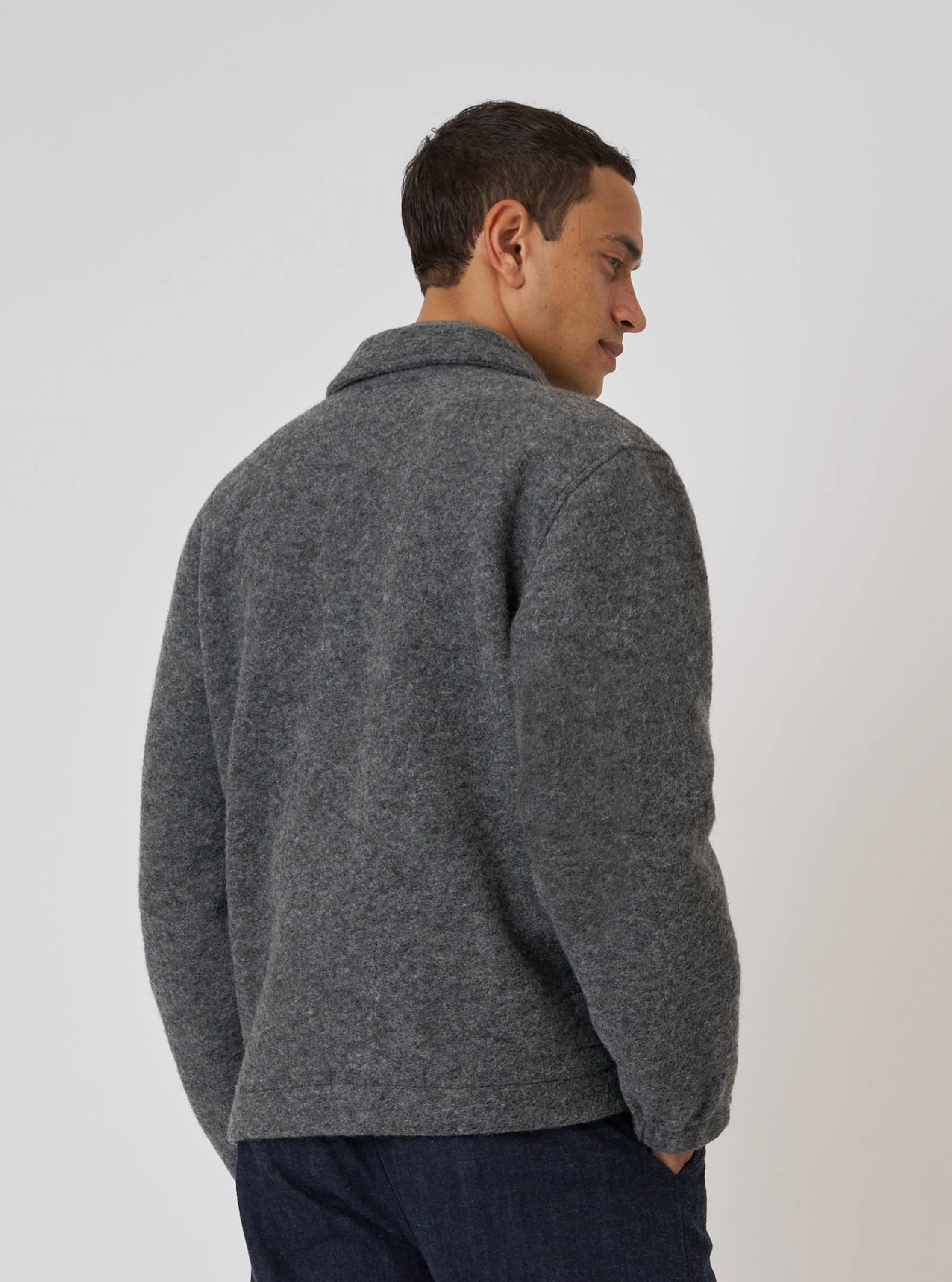 Grey Marl Wool Fleece Rams Jacket - Image 3