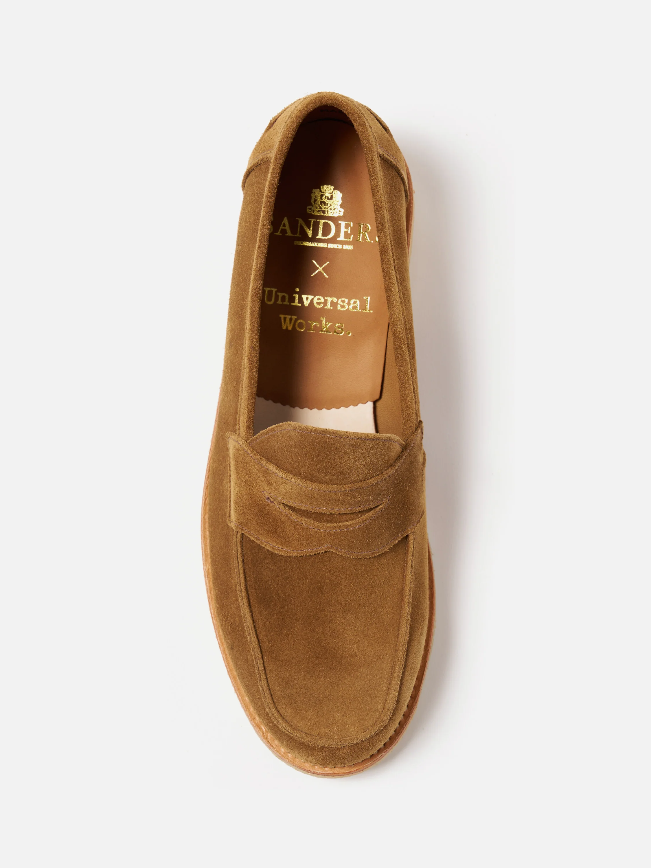Sanders for Universal Works Tobacco Suede Edwin Loafer - Image 5