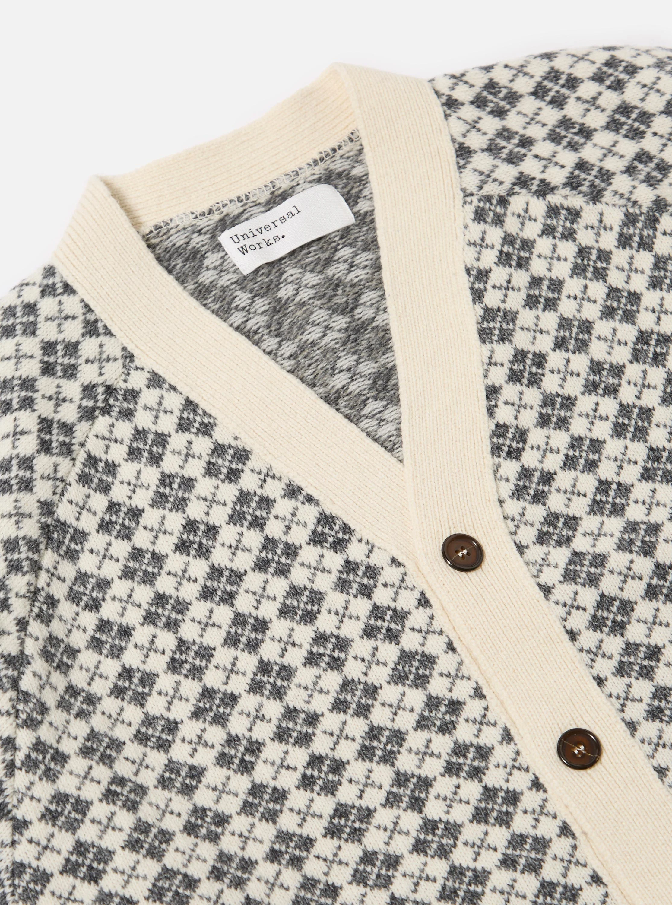 Ecru/Grey Plain Knit Argyll Allan Cardigan - Image 6