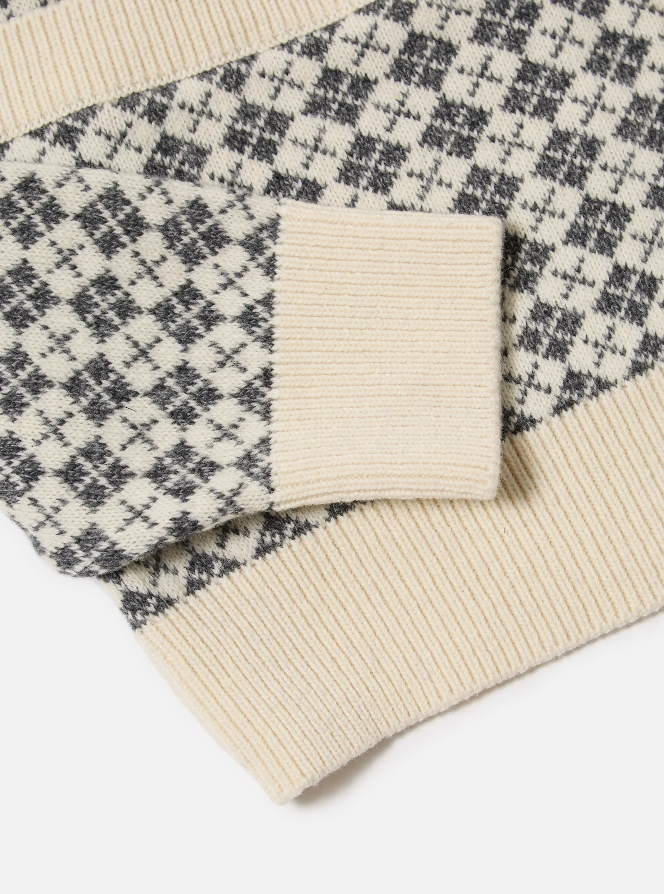 Ecru/Grey Plain Knit Argyll Allan Cardigan - Image 8