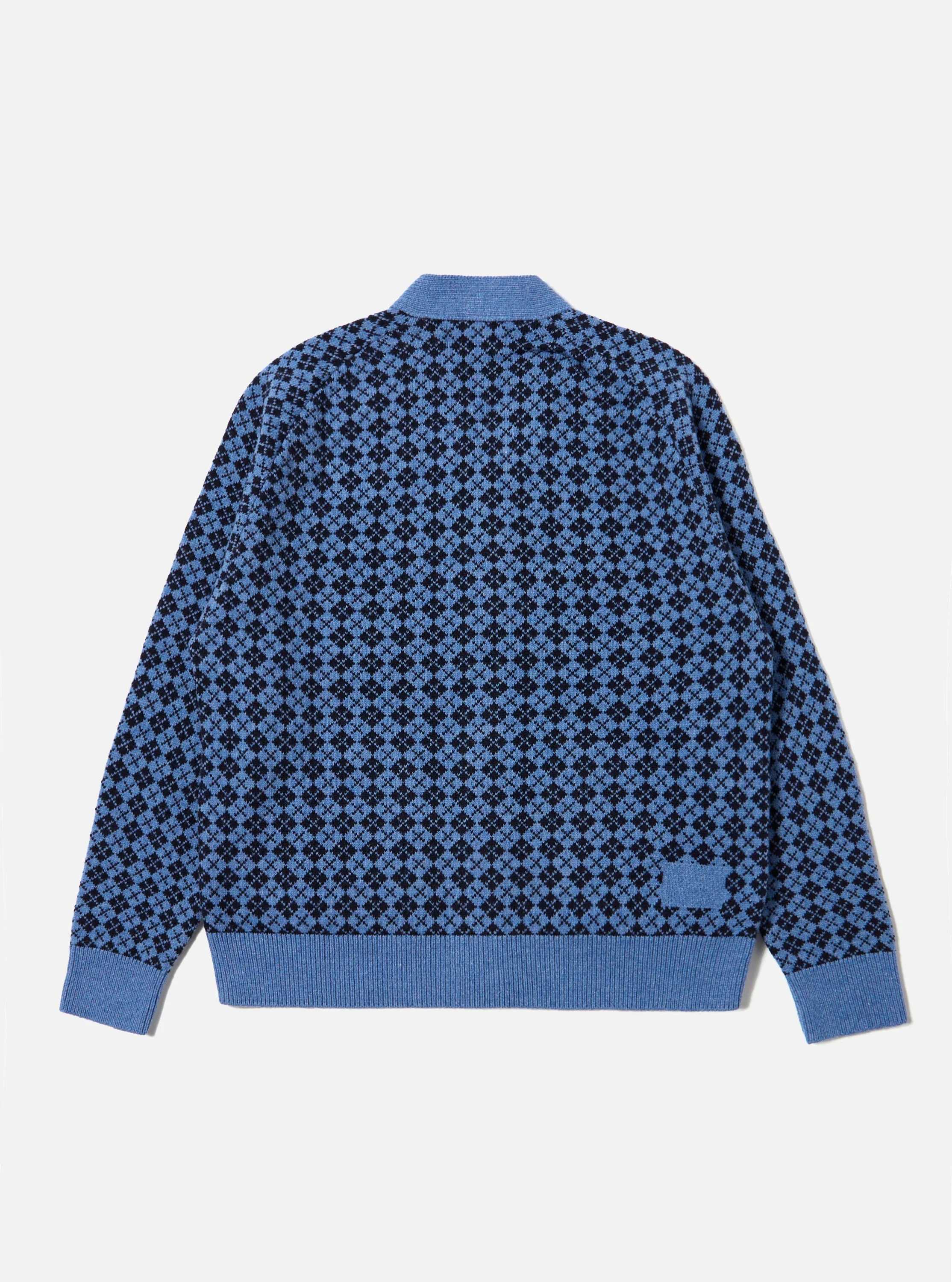 Pale Blue/Navy Plain Knit Argyll Allan Cardigan - Image 5