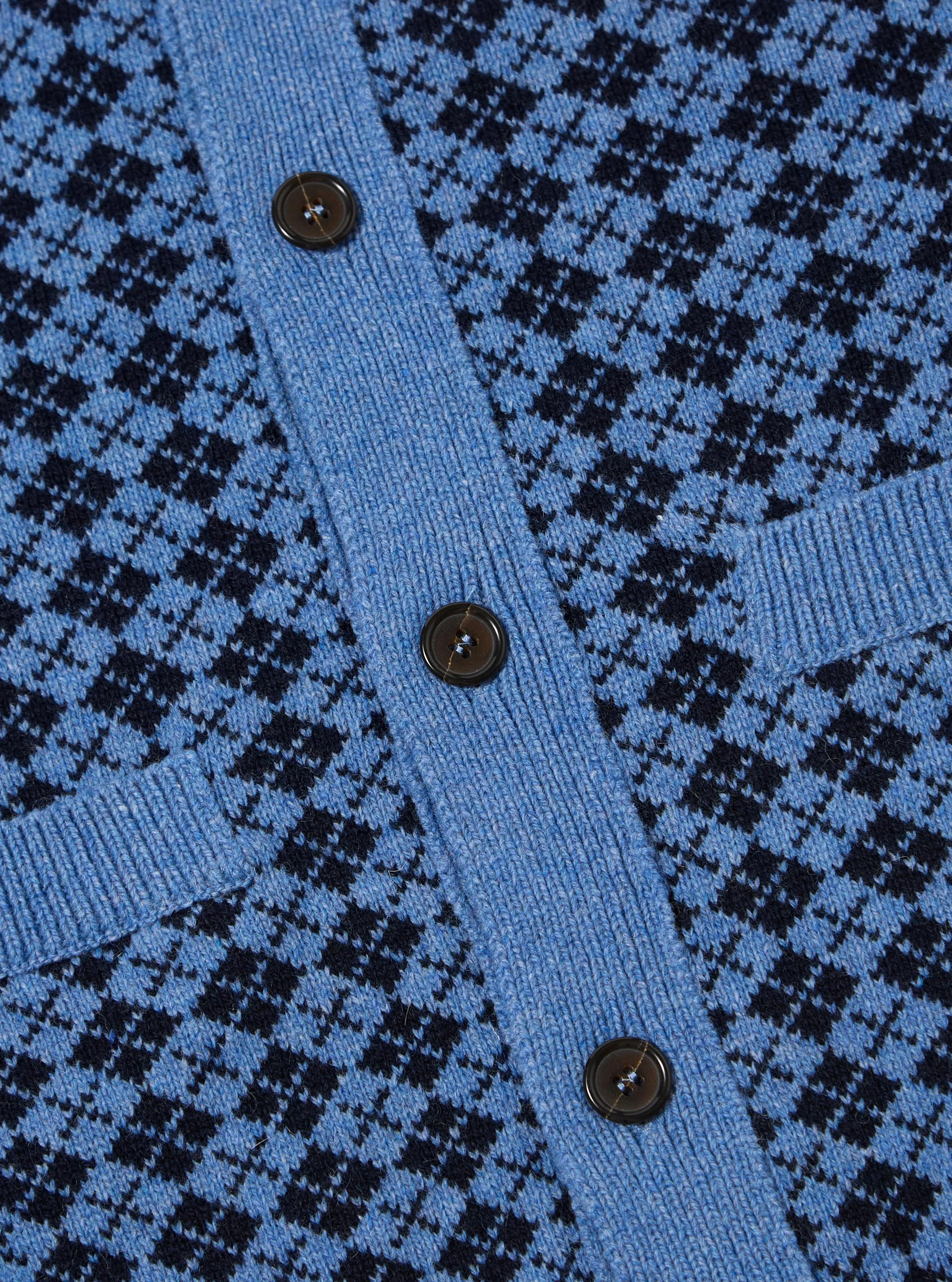 Pale Blue/Navy Plain Knit Argyll Allan Cardigan - Image 7