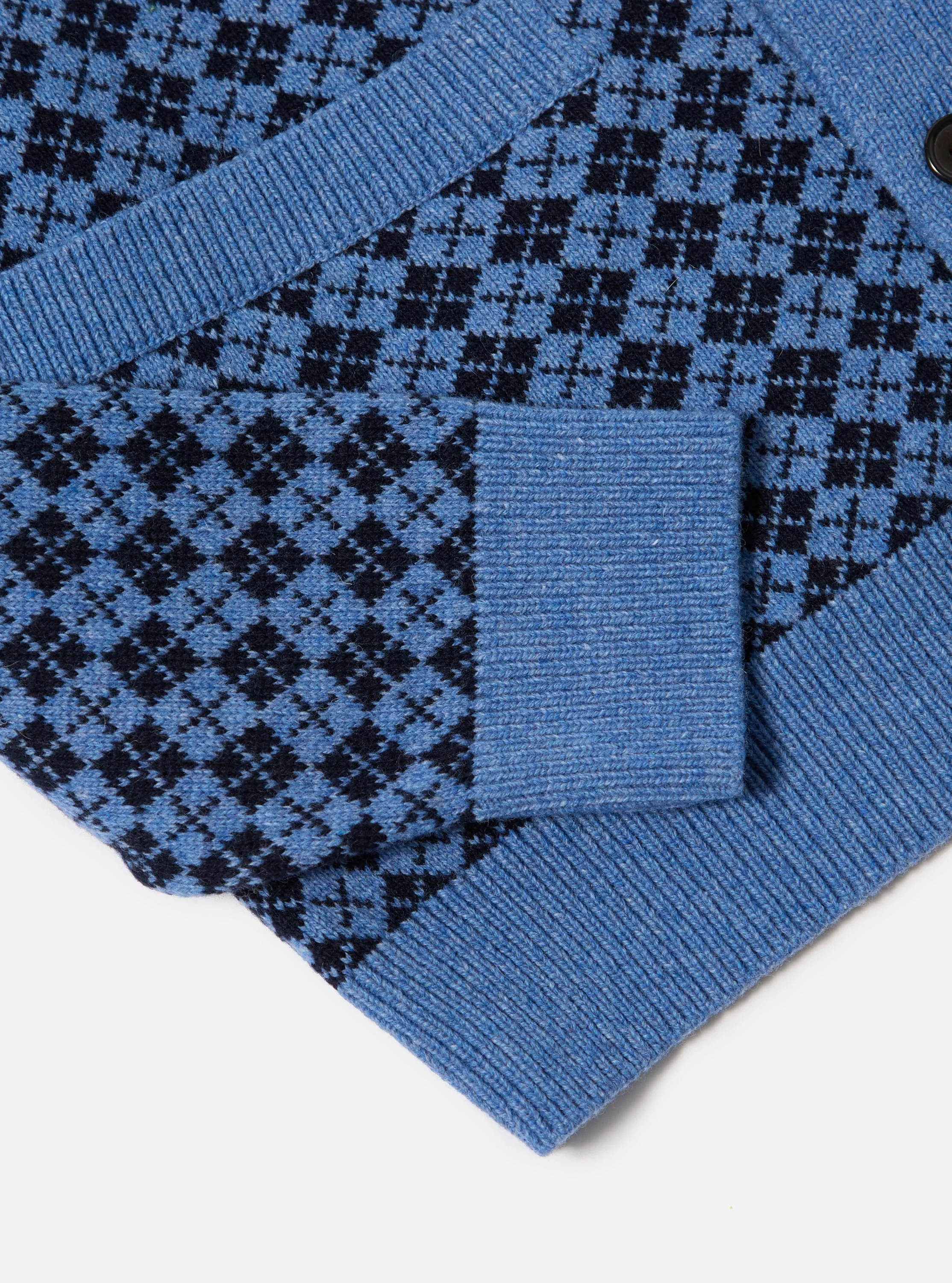 Pale Blue/Navy Plain Knit Argyll Allan Cardigan - Image 8