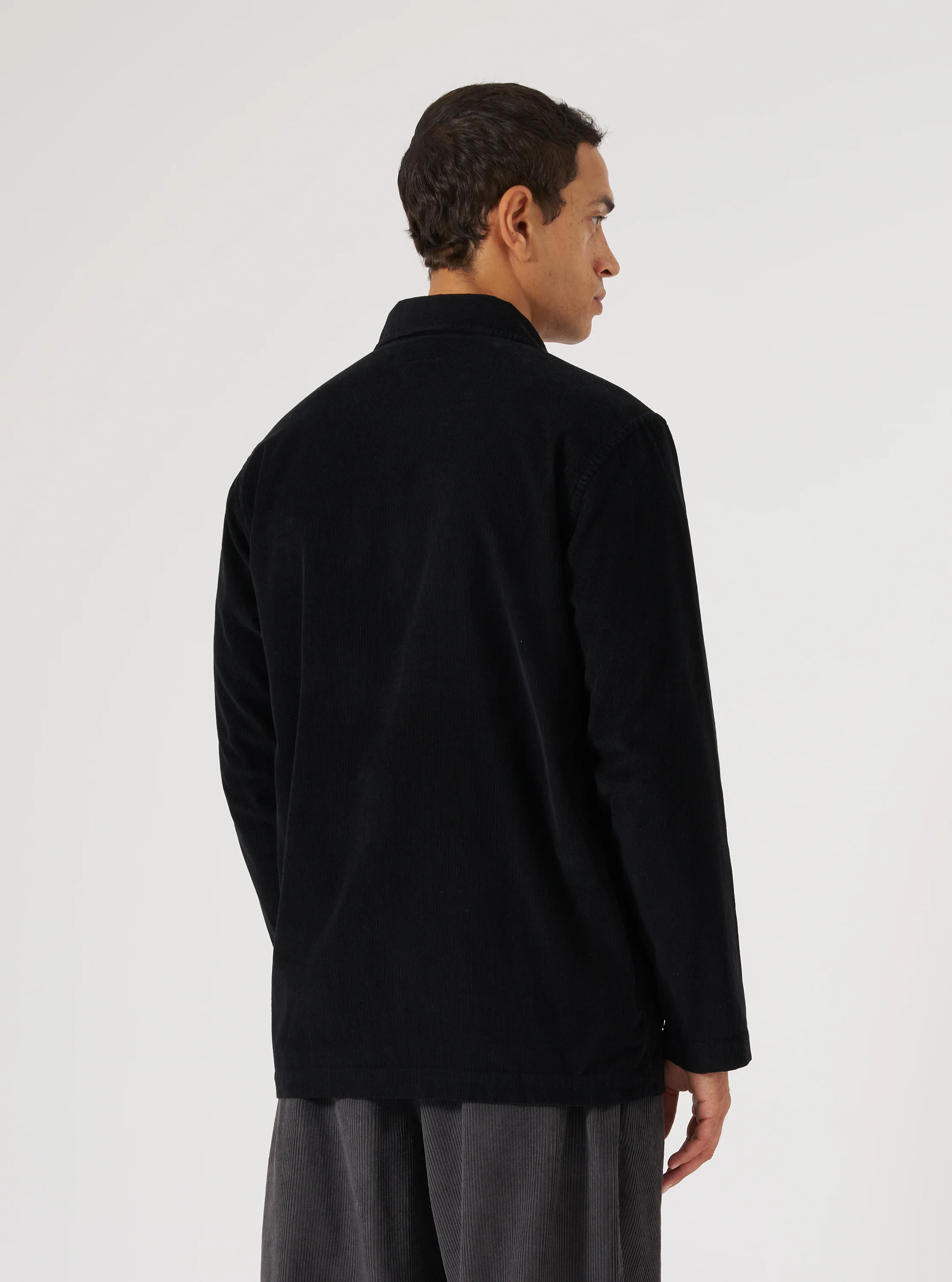 Black Fine Cord Bakers Overshirt - Image 3