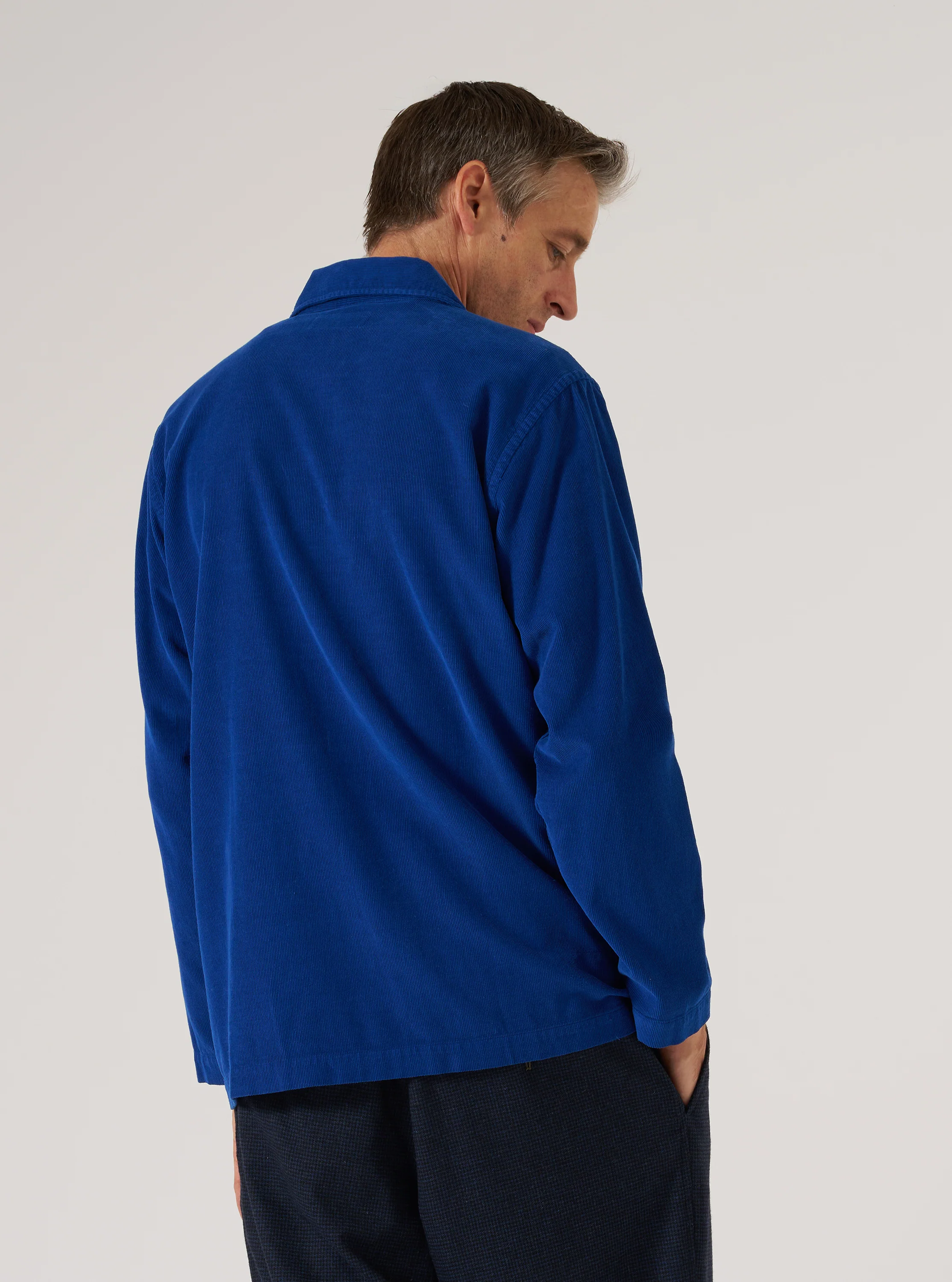 Work Blue Fine Cord Bakers Overshirt - Image 3