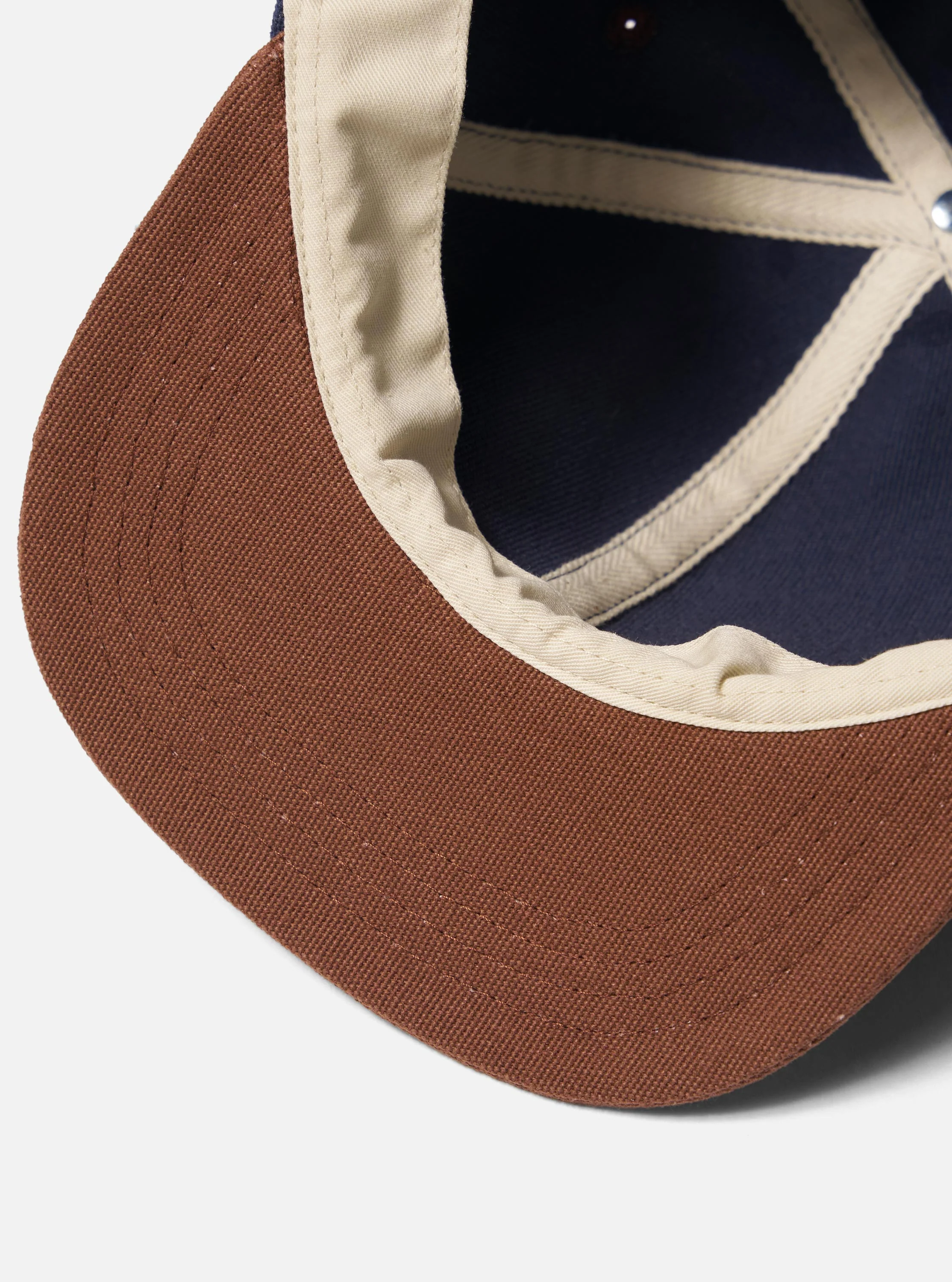 Navy/Brown Canvas Baseball Hat - Image 5