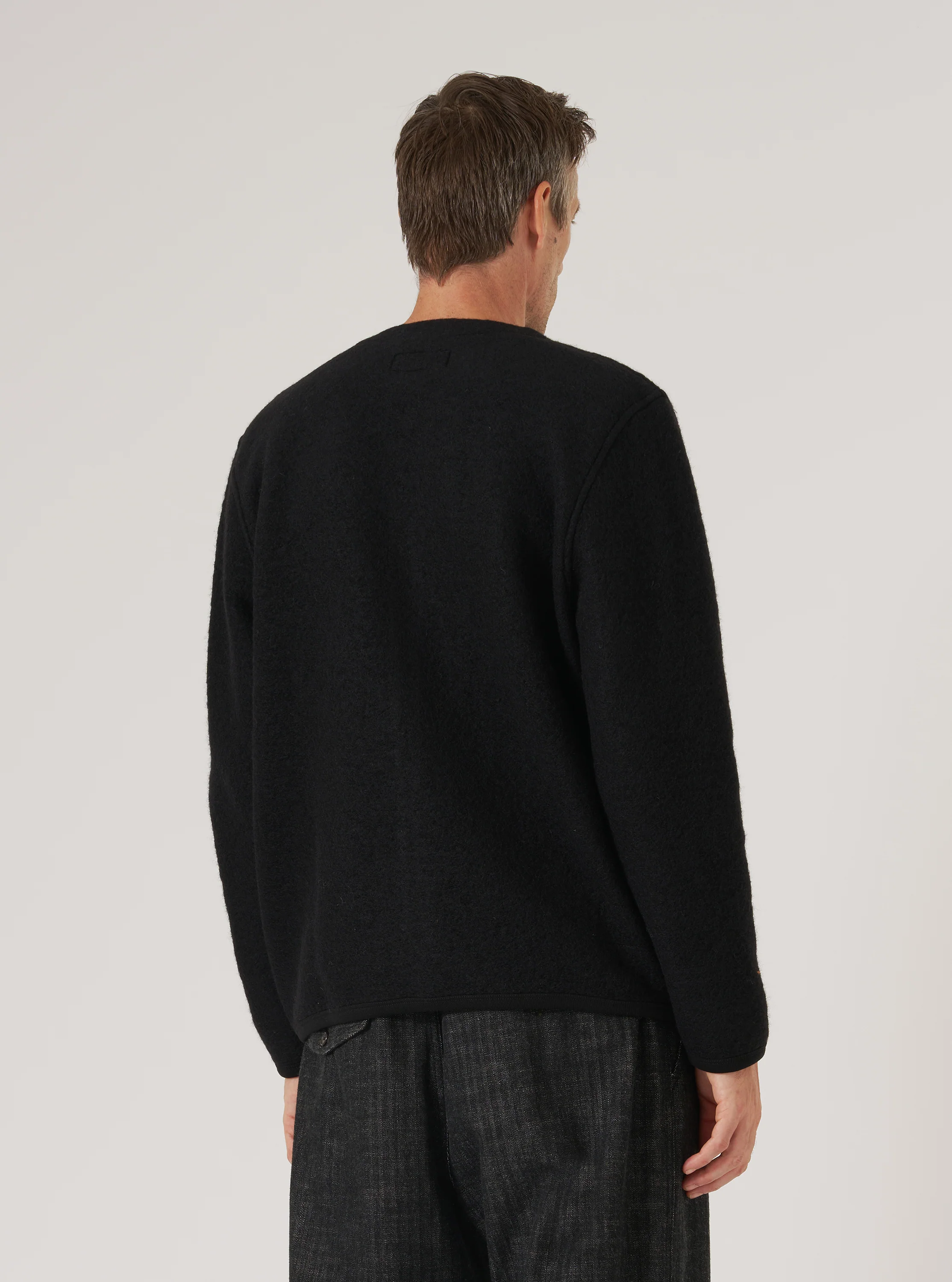 Black Wool Fleece Cardigan - Image 3