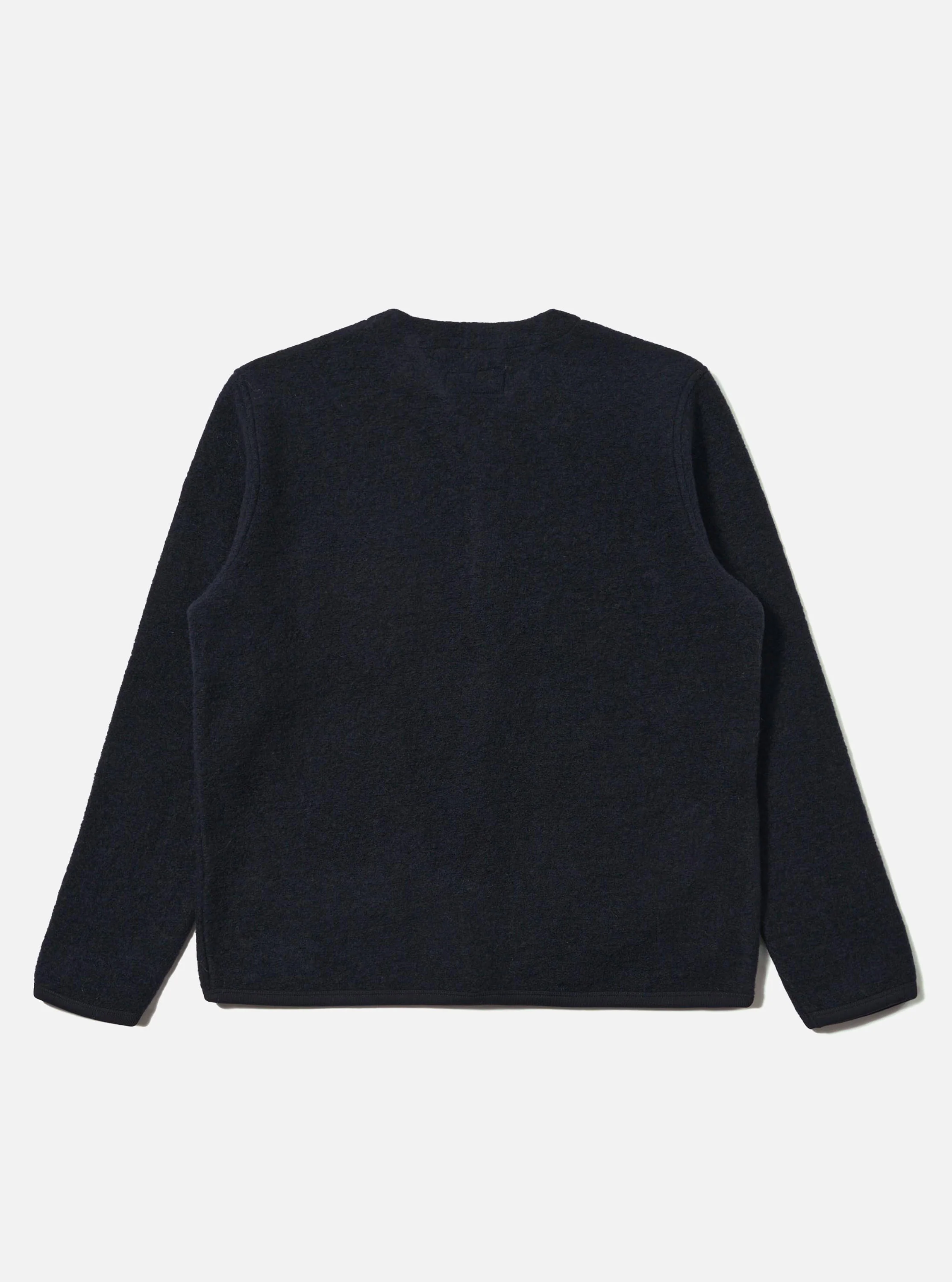 Navy Wool Fleece Cardigan - Image 5