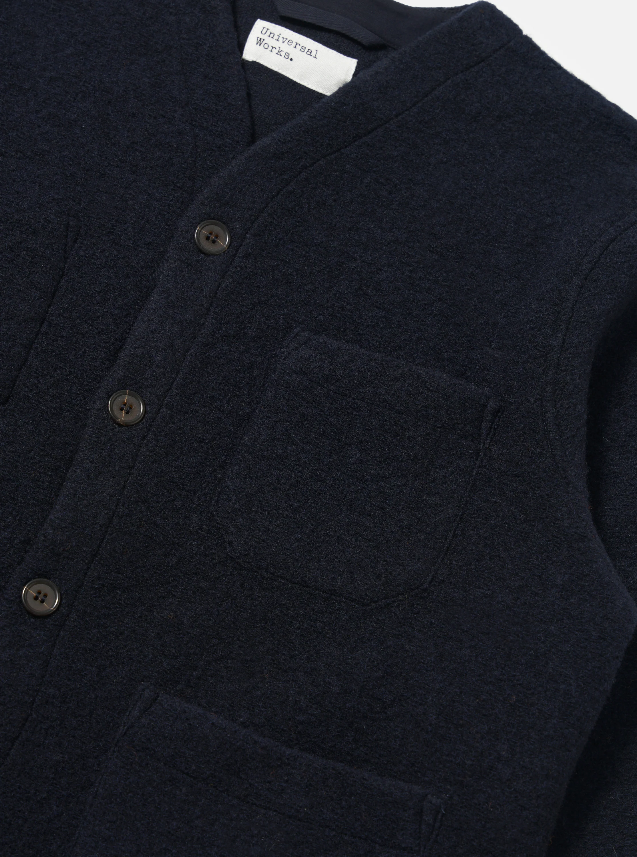 Navy Wool Fleece Cardigan - Image 7