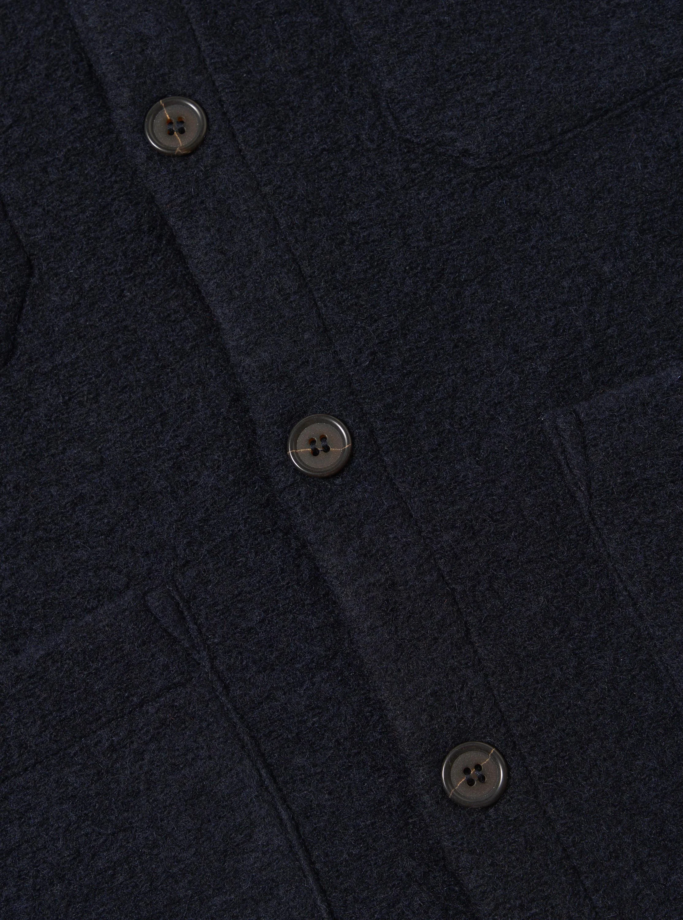 Navy Wool Fleece Cardigan - Image 8