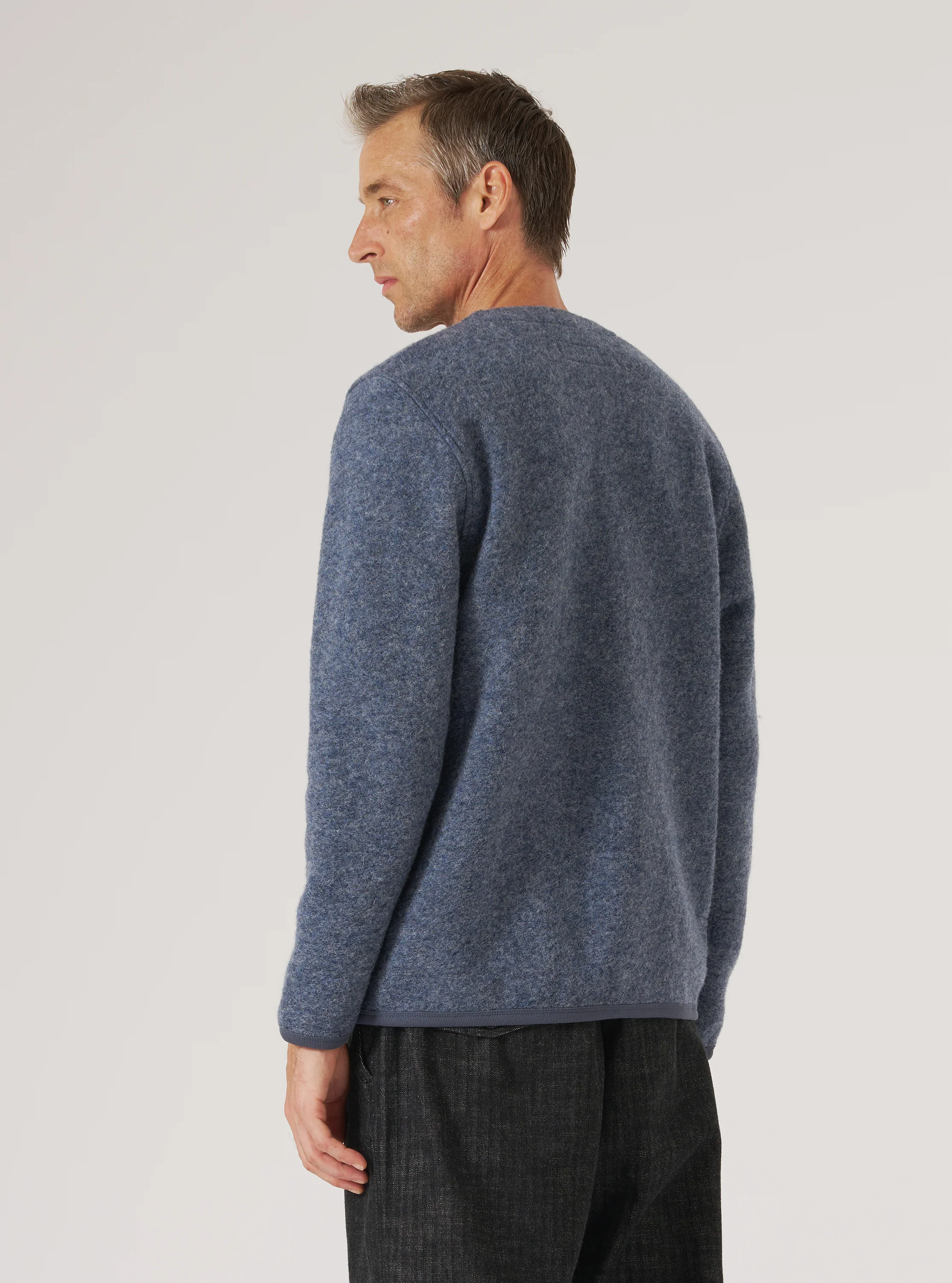 Slate Blue Wool Fleece Cardigan - Image 3