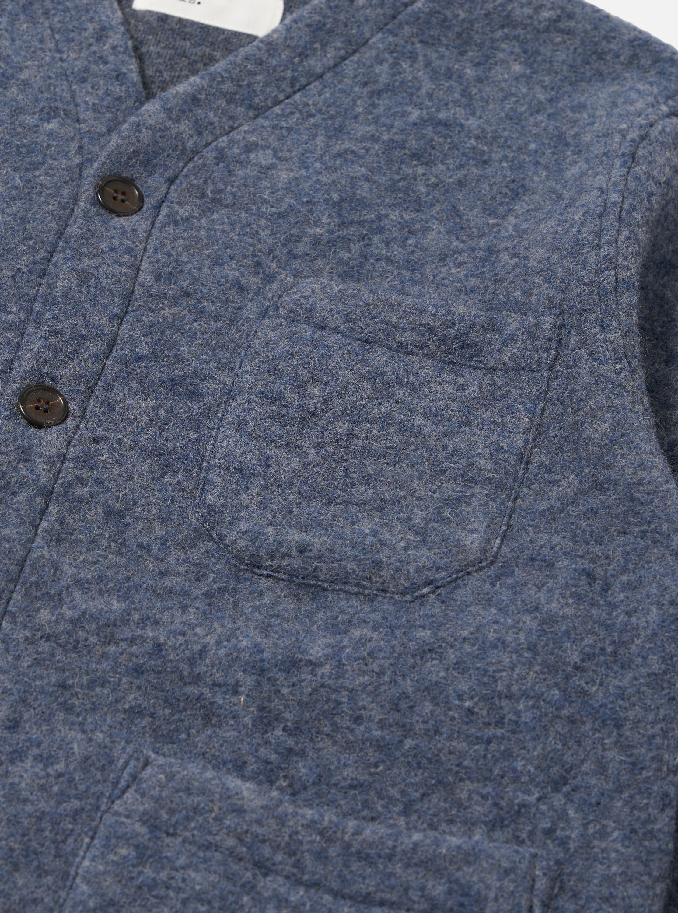 Slate Blue Wool Fleece Cardigan - Image 7