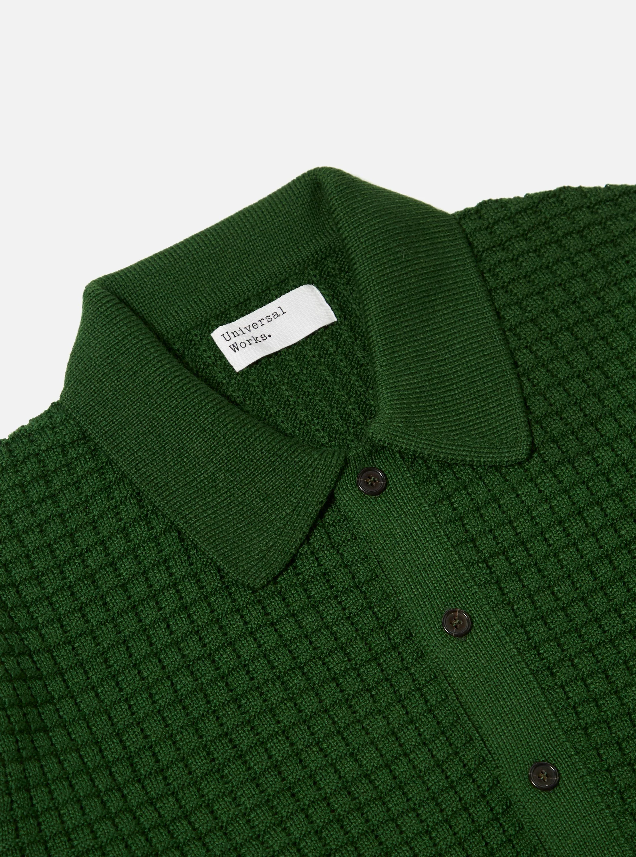 Green Textured Merino Knit Charlie Cardigan - Image 6