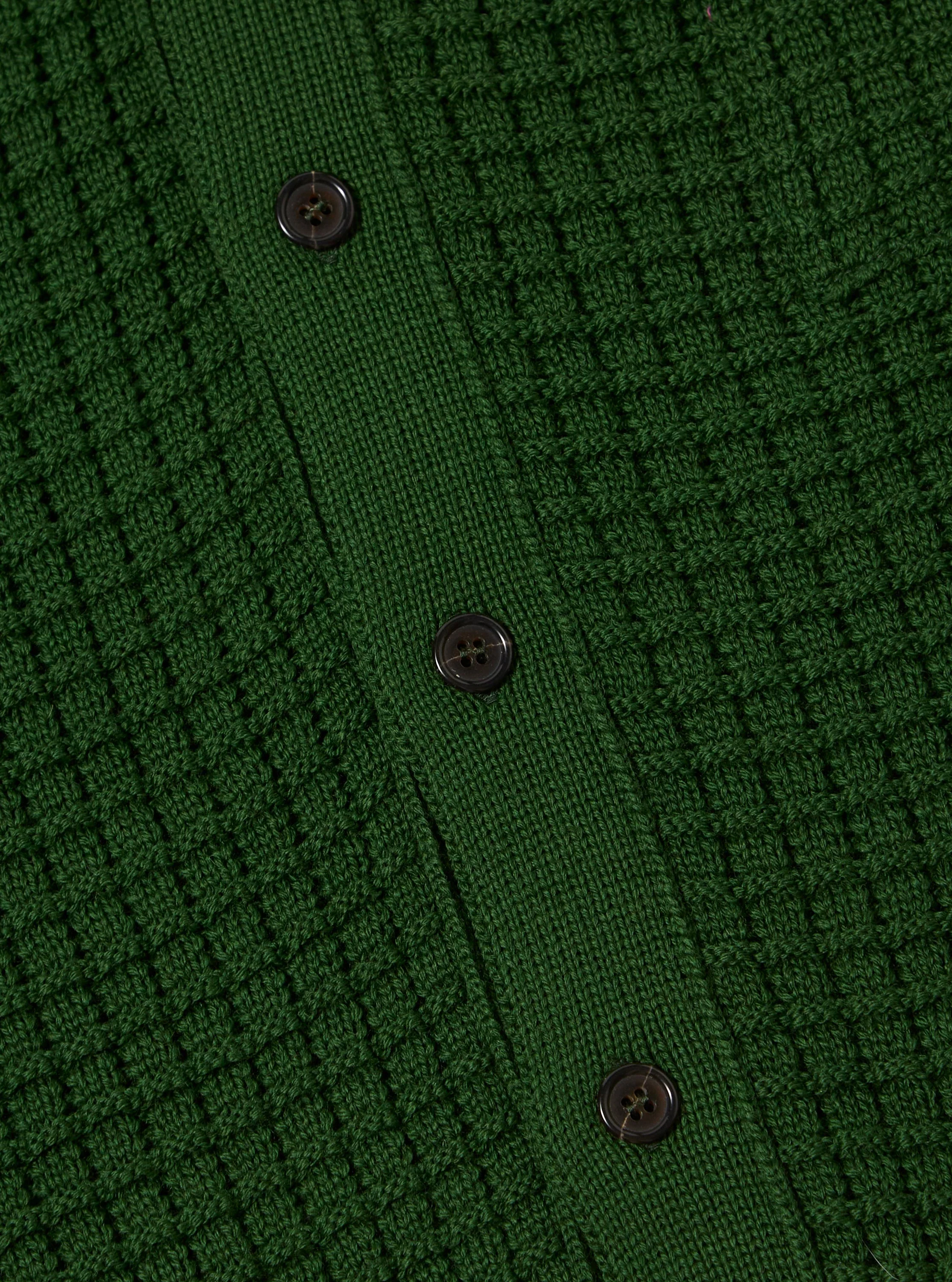 Green Textured Merino Knit Charlie Cardigan - Image 8