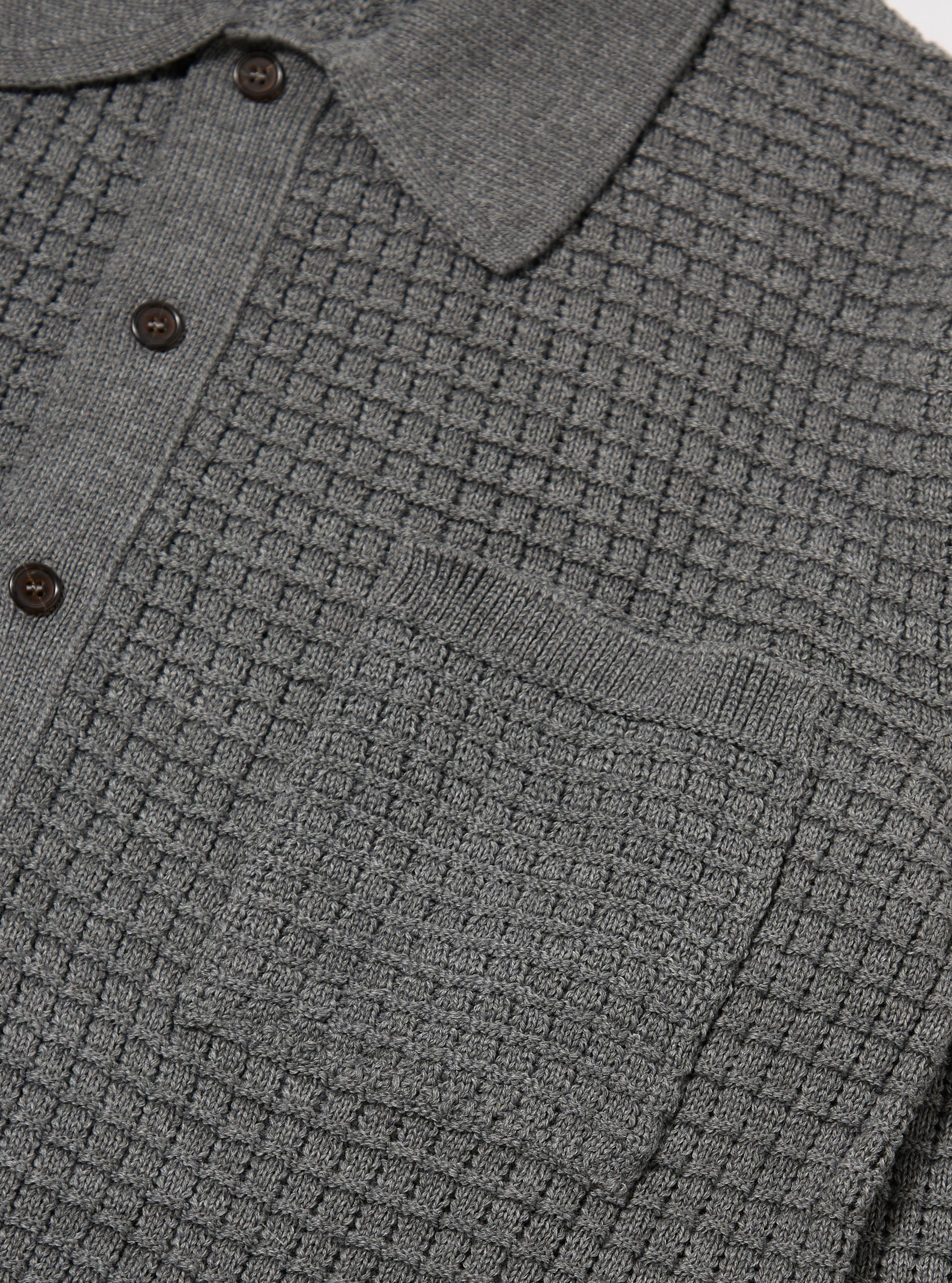 Grey Textured Merino Knit Charlie Cardigan - Image 7
