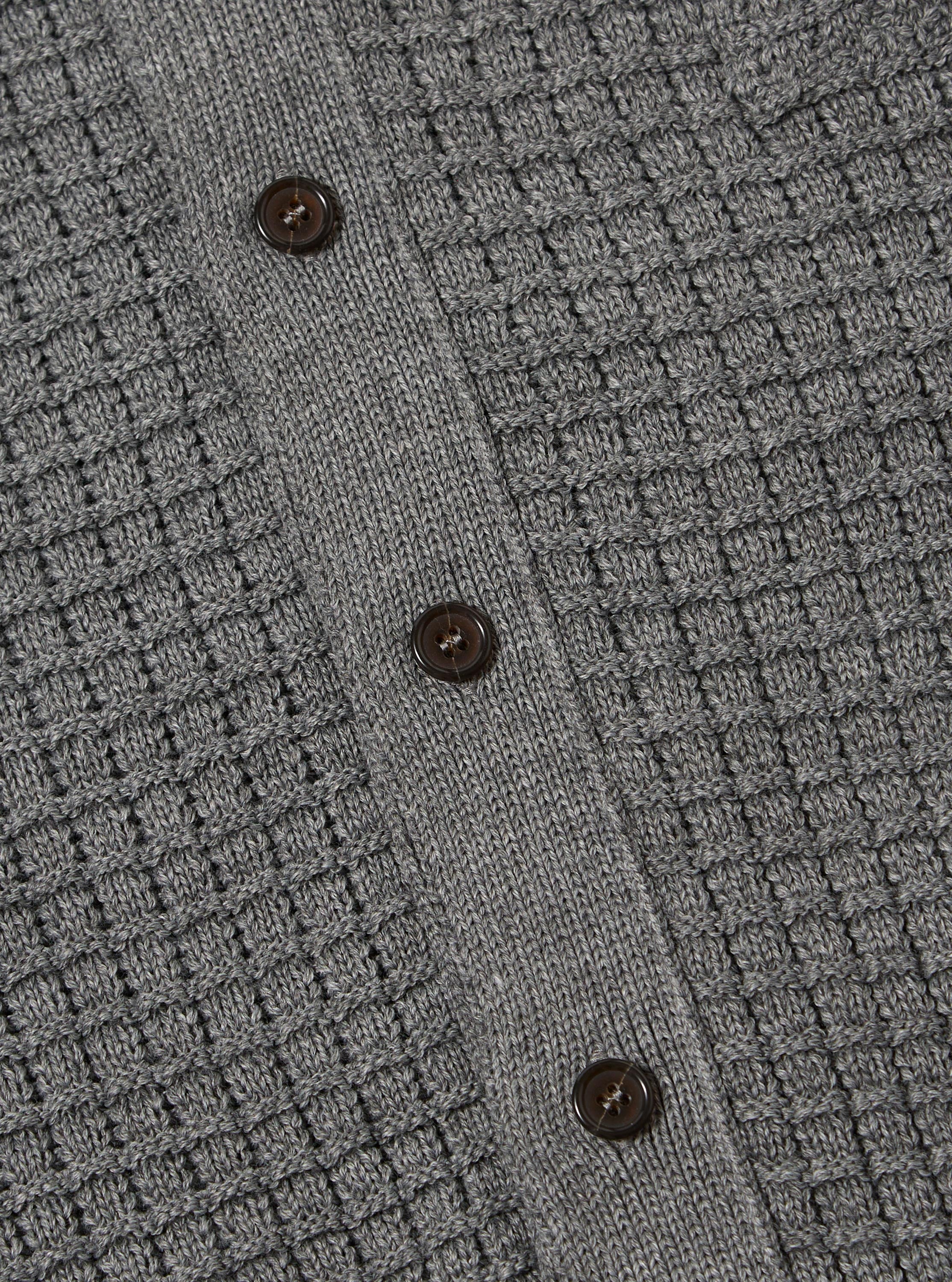 Grey Textured Merino Knit Charlie Cardigan - Image 8