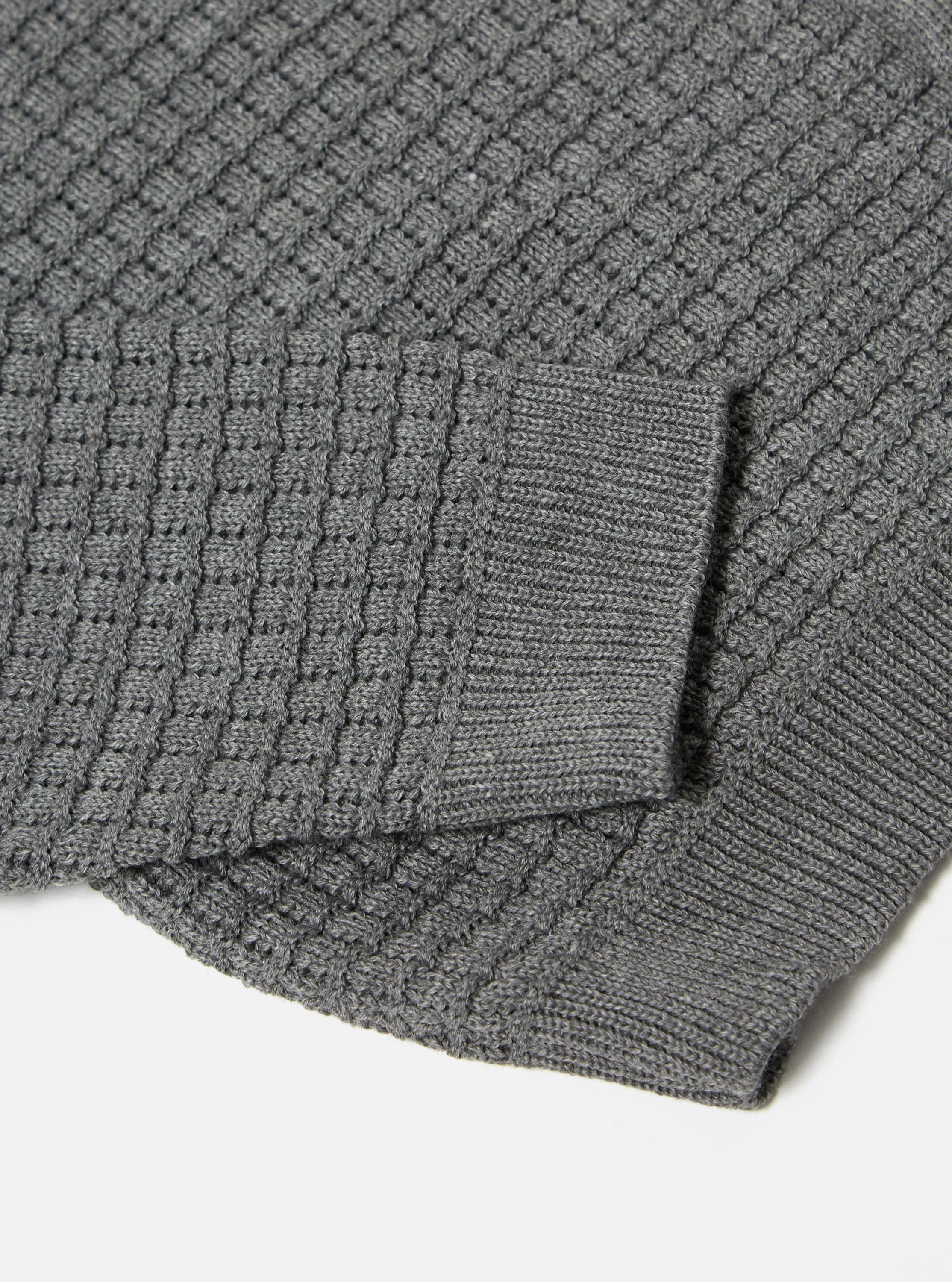 Grey Textured Merino Knit Charlie Cardigan - Image 9