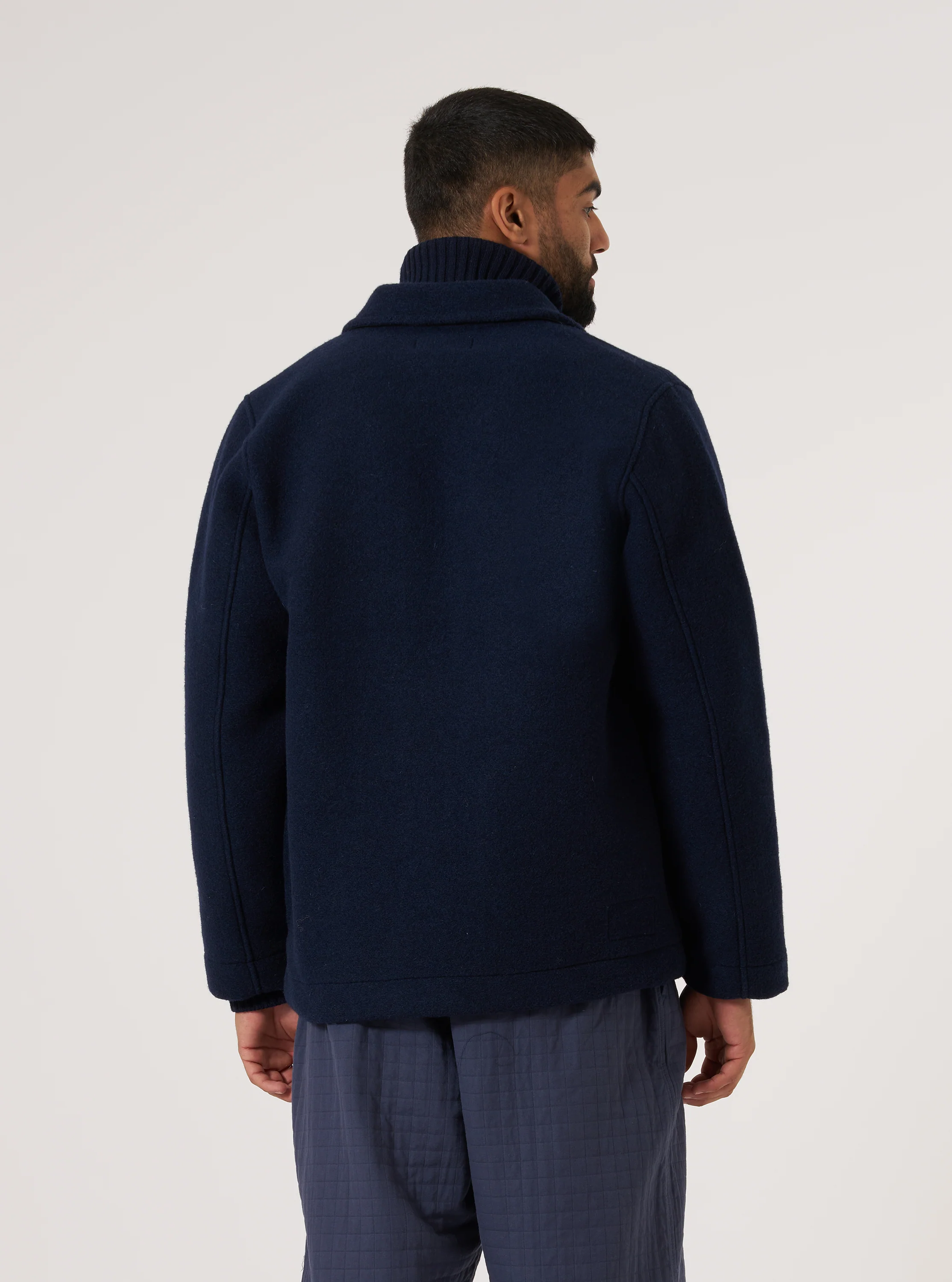 Navy Techno Melton Plain Field Jacket - Image 3