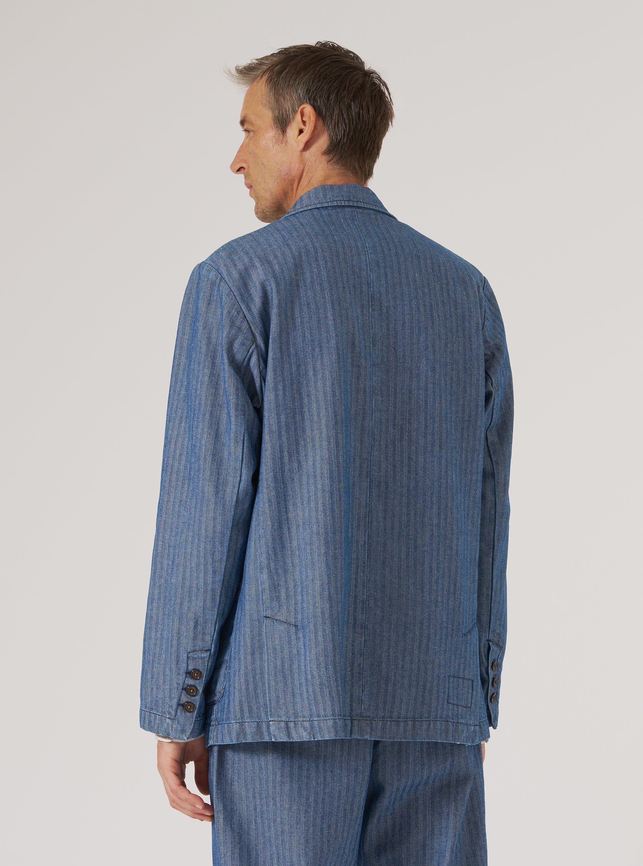 Indigo Denim Herringbone Manor Jacket - Image 3
