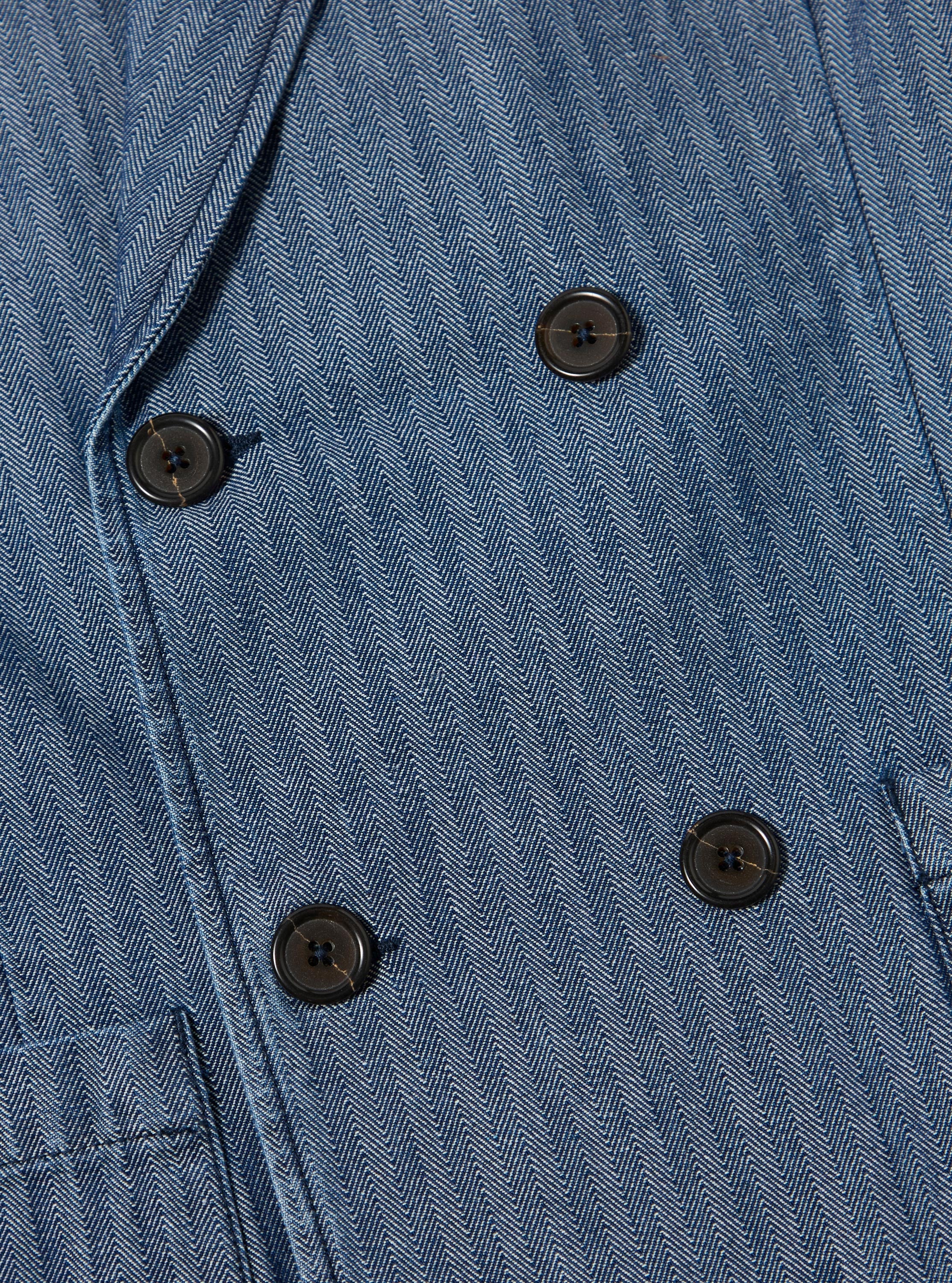 Indigo Denim Herringbone Manor Jacket - Image 7