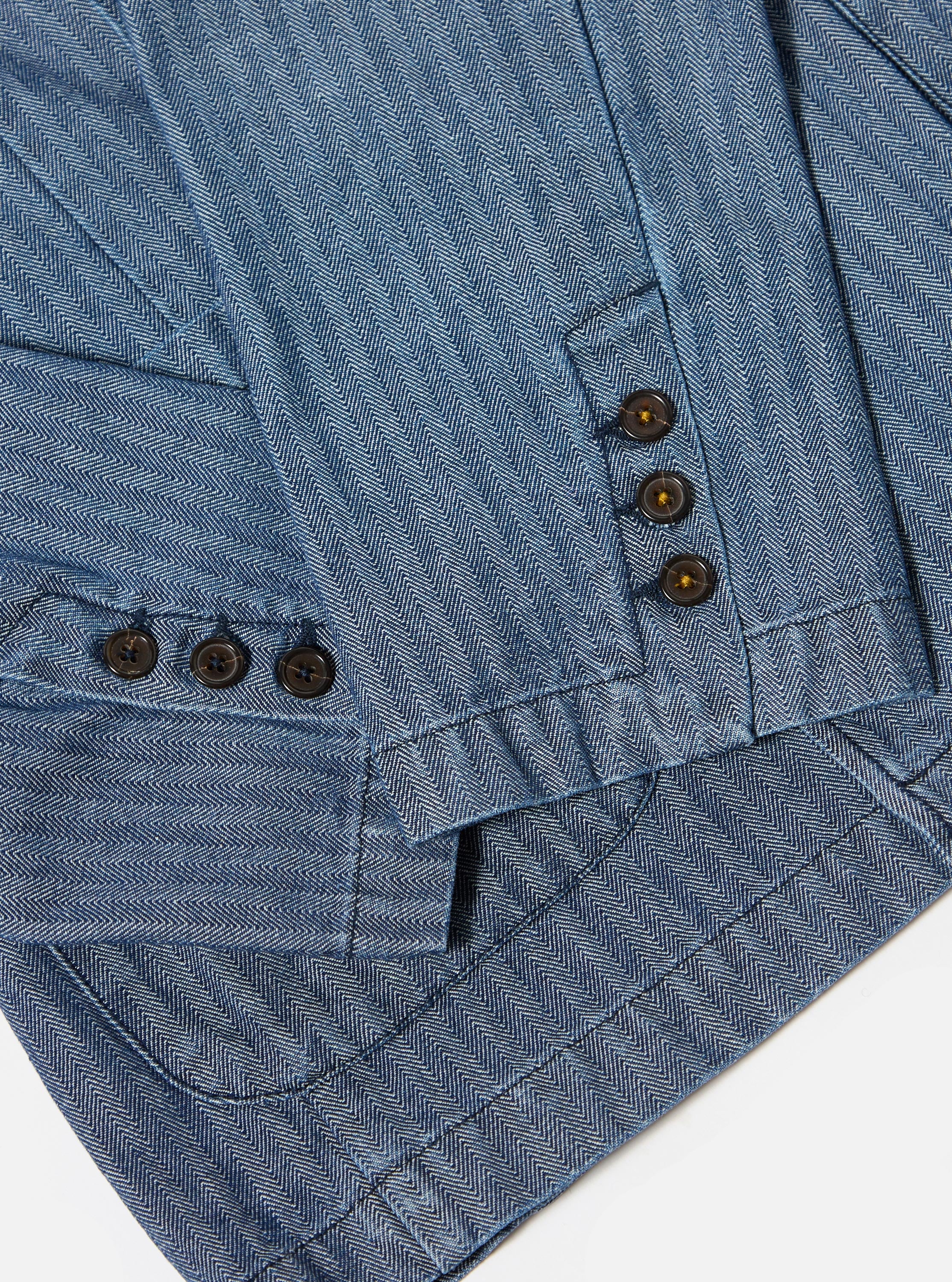 Indigo Denim Herringbone Manor Jacket - Image 8
