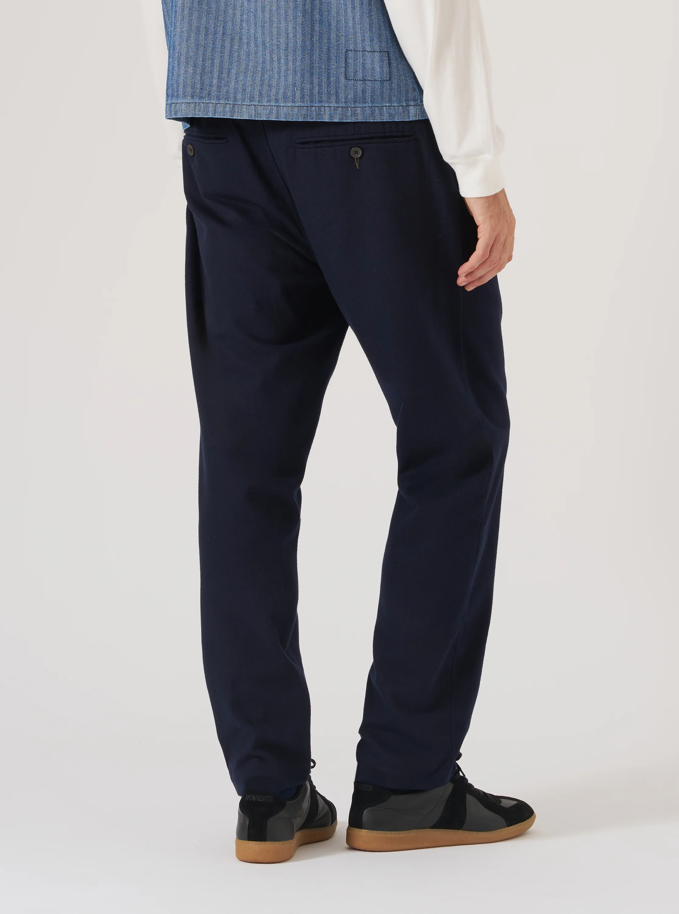 Navy Brushed Moleskin Military Chino - Image 3
