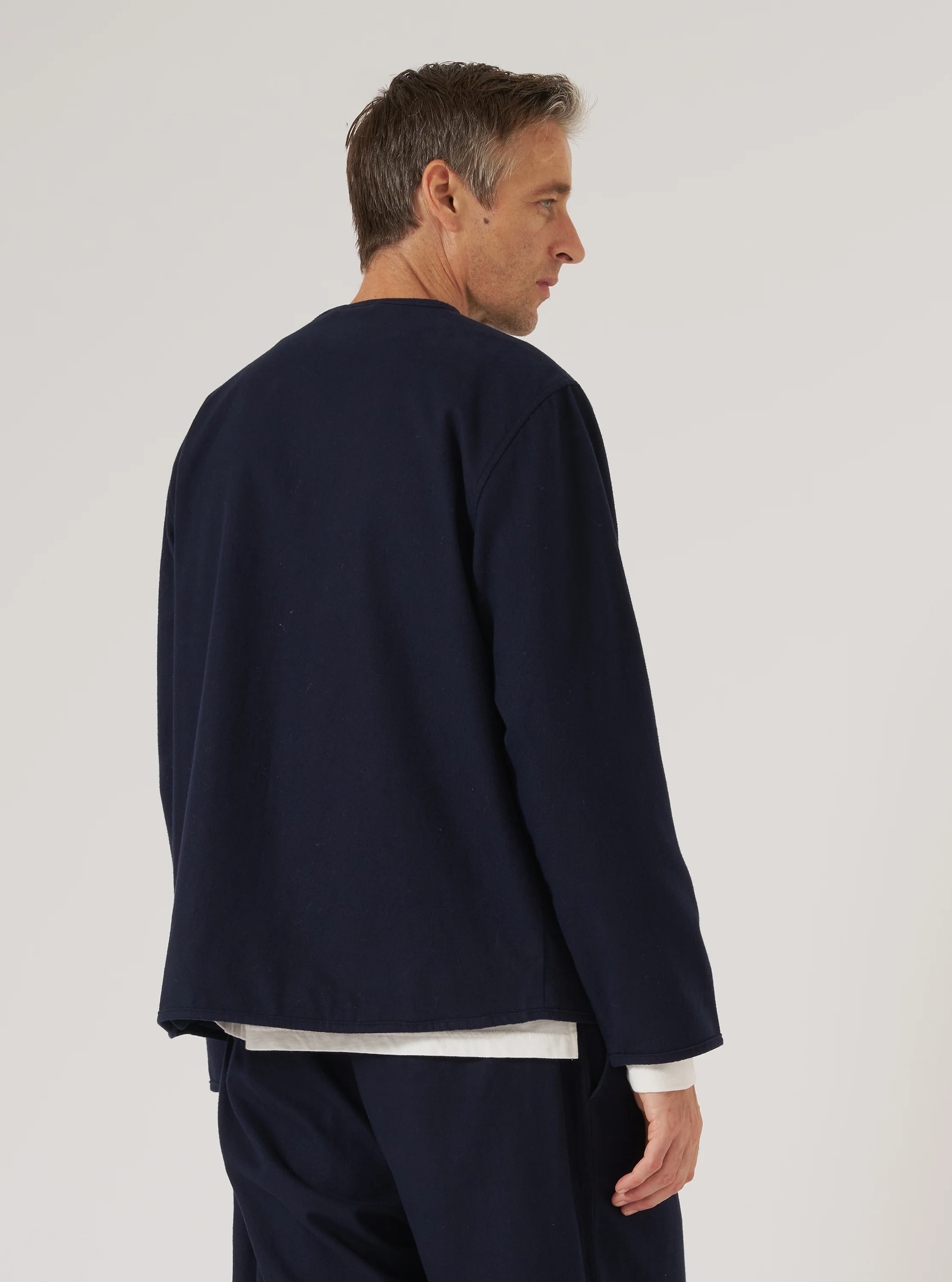 Navy Brushed Moleskin Parachute Liner Jacket - Image 3