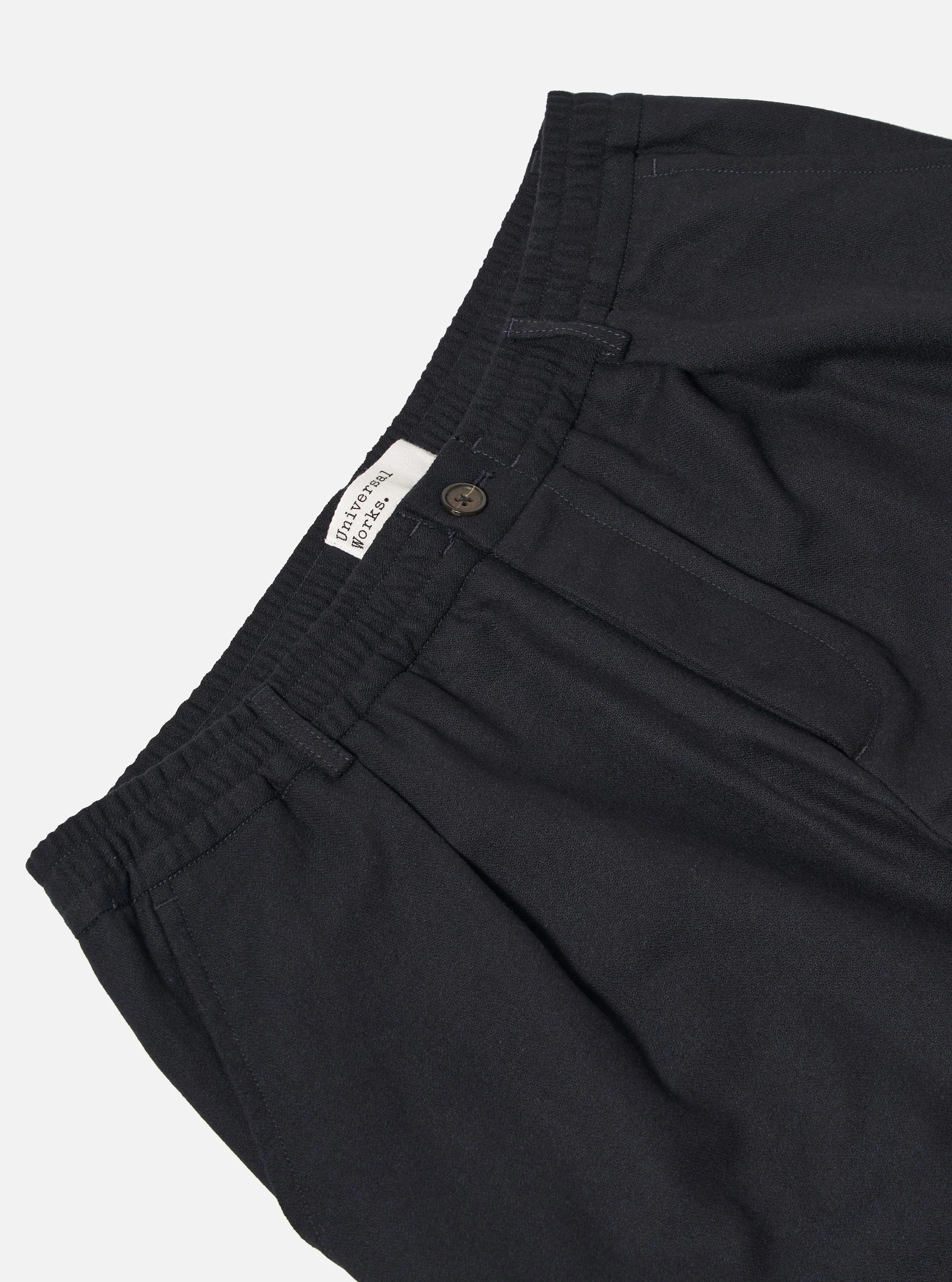 Dark Navy Upcycled Italian Tweed Pleated Track Pant - Image 6