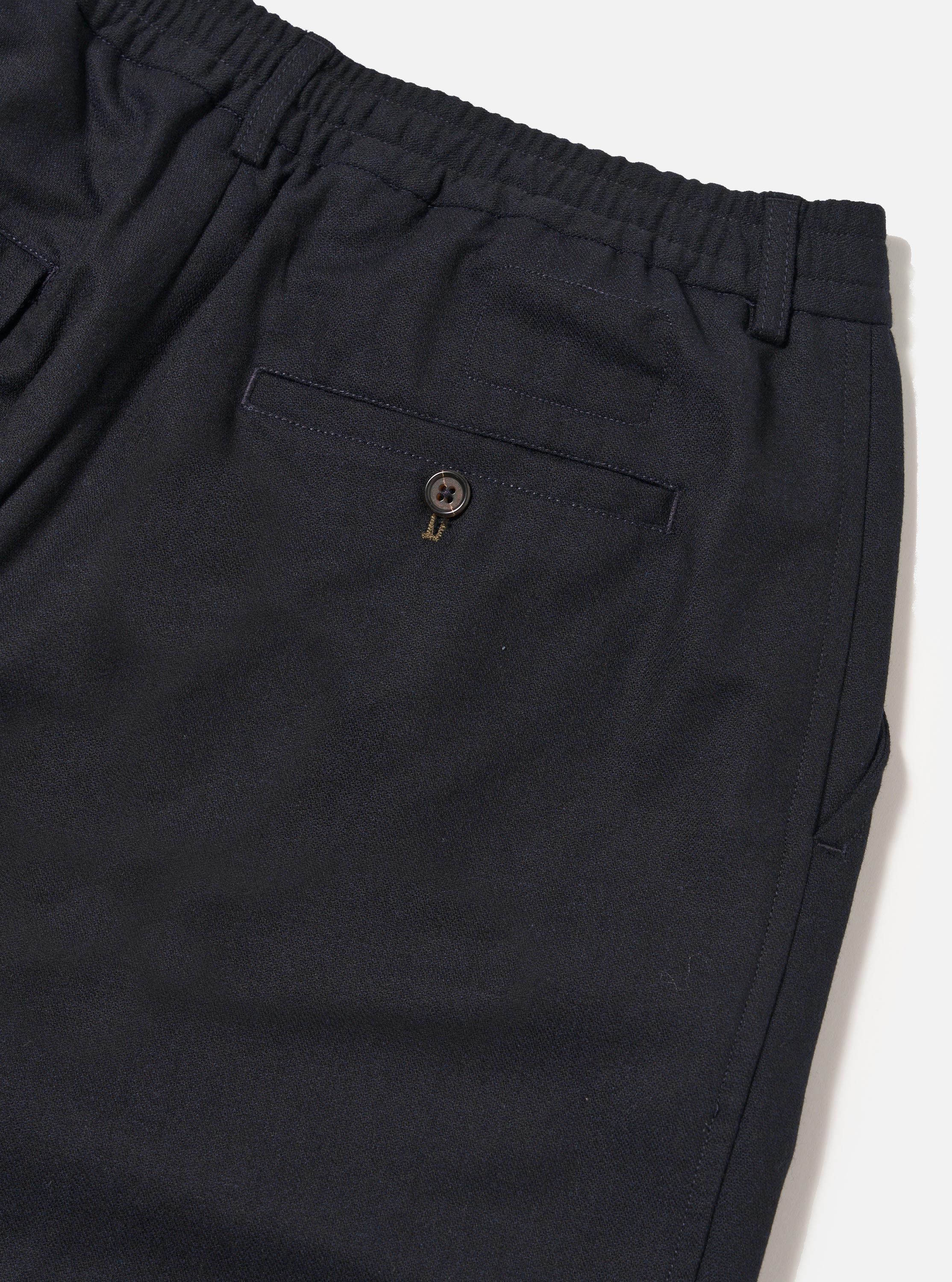 Dark Navy Upcycled Italian Tweed Pleated Track Pant - Image 7