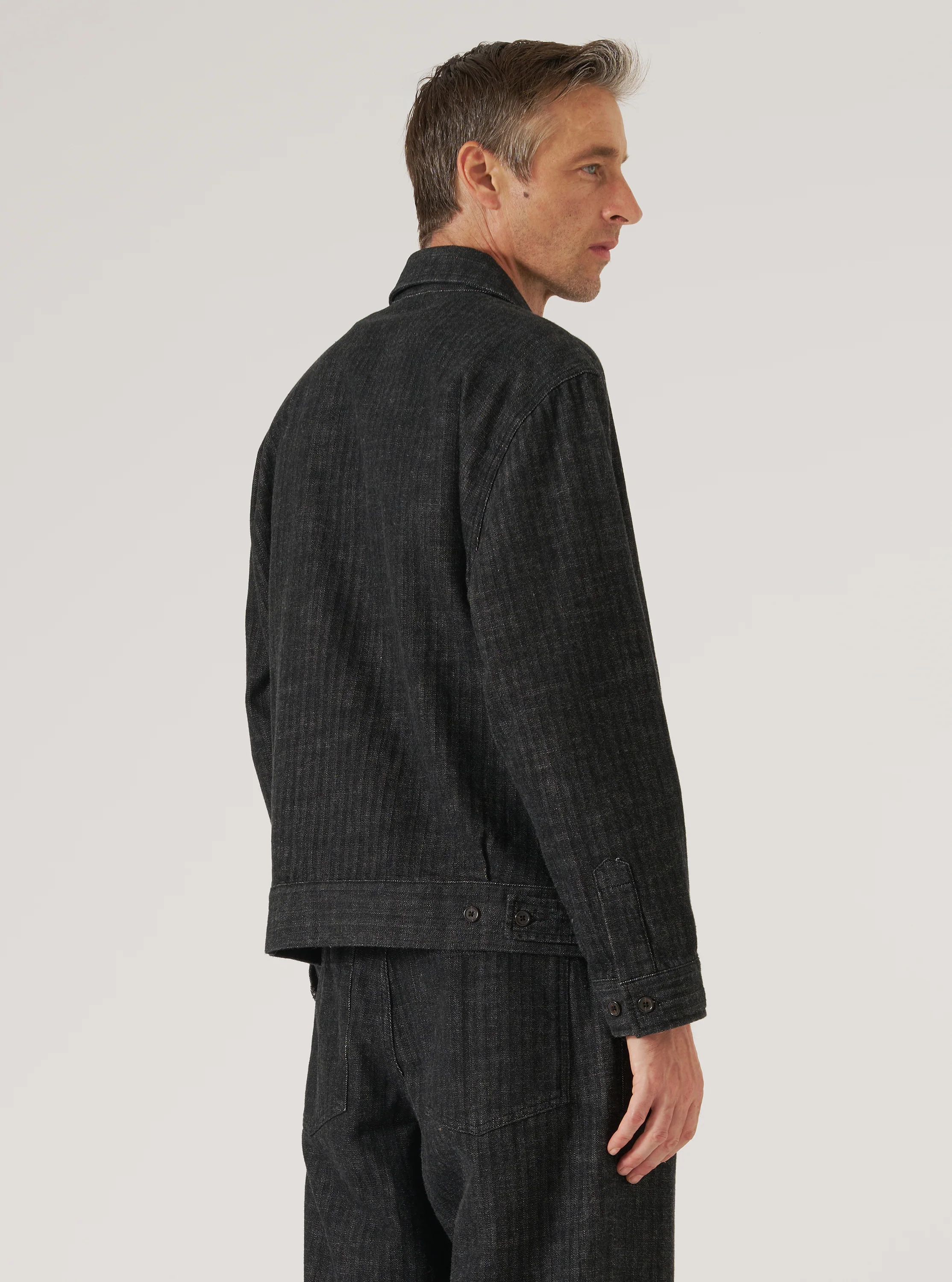 Black Italian Cotton Denim Rose Bowl Jacket - Image 3