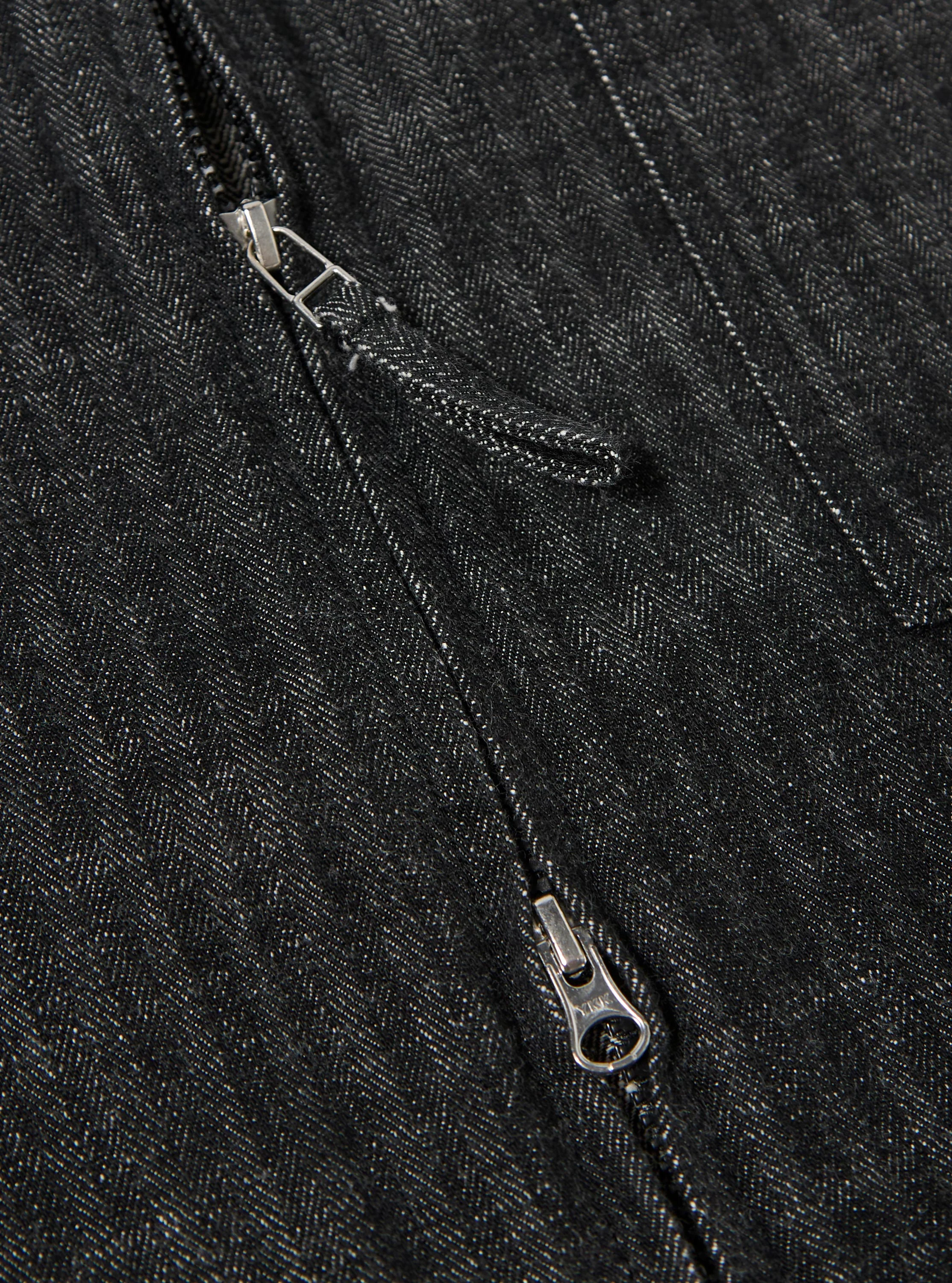 Black Italian Cotton Denim Rose Bowl Jacket - Image 7