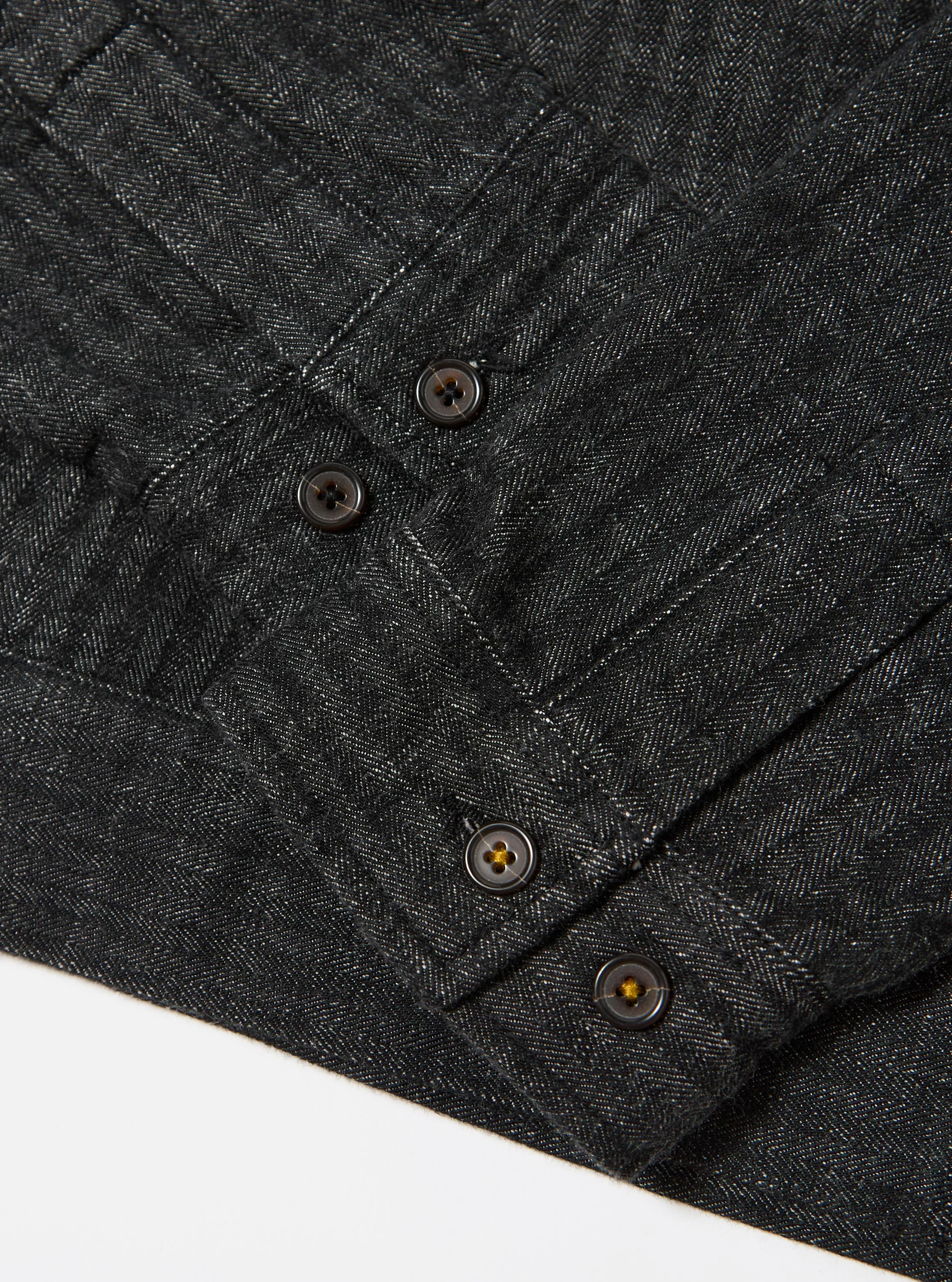 Black Italian Cotton Denim Rose Bowl Jacket - Image 8
