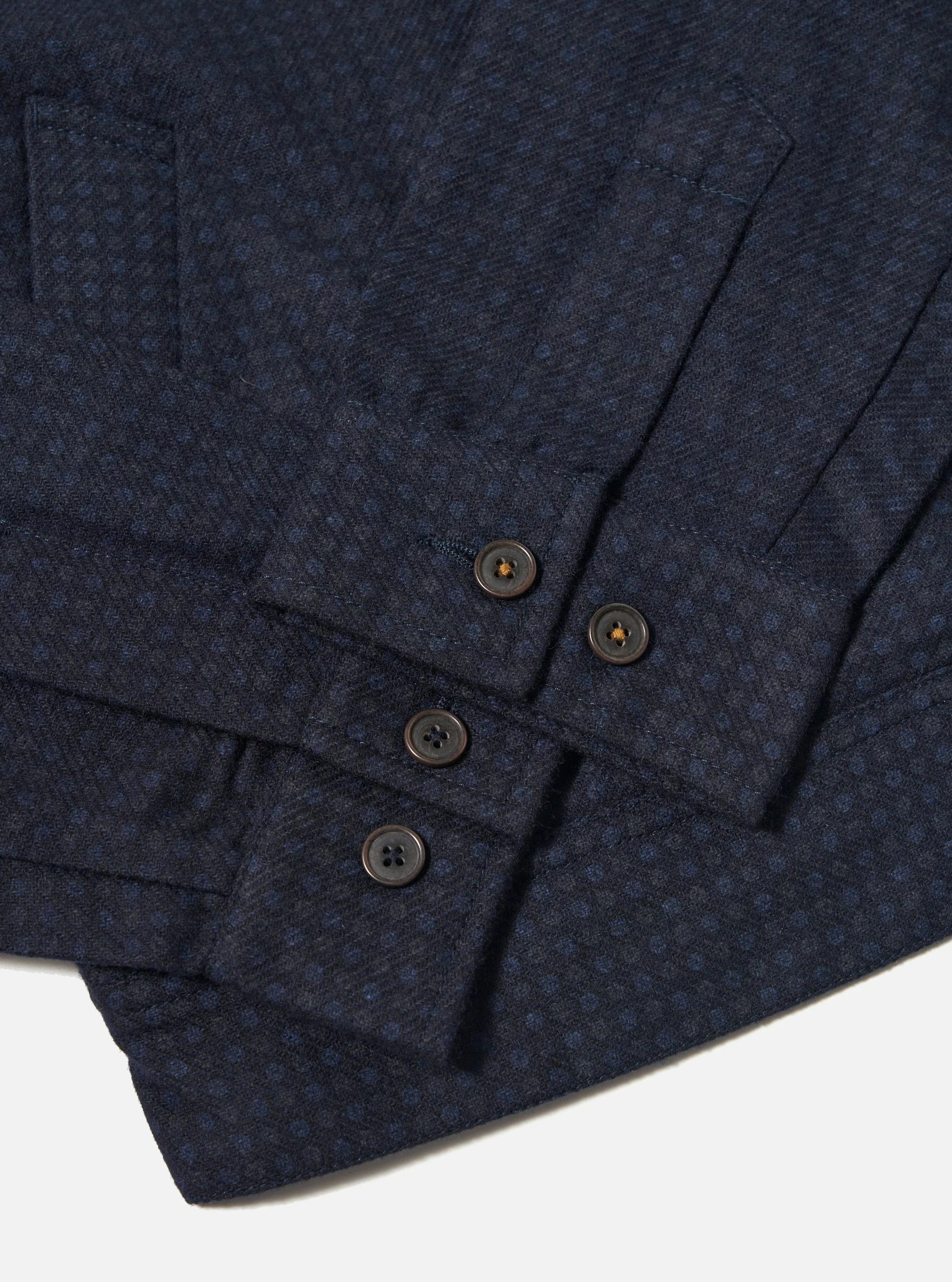 Navy Dot Print Flannel Rose Bowl Jacket - Image 9