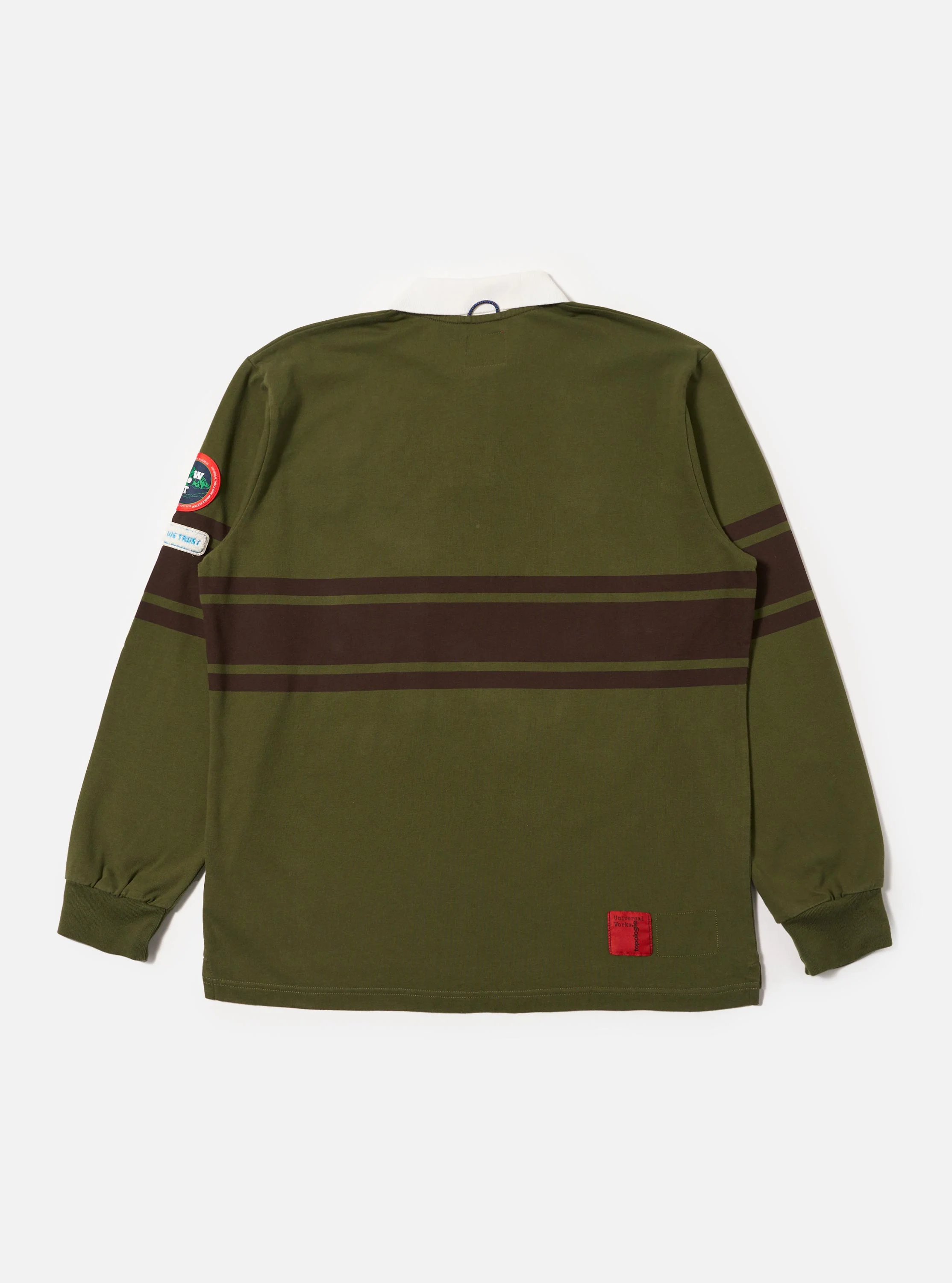 Topologie x Universal Works Olive/Brown MW Organic Cotton Rugby Shirt - Image 5