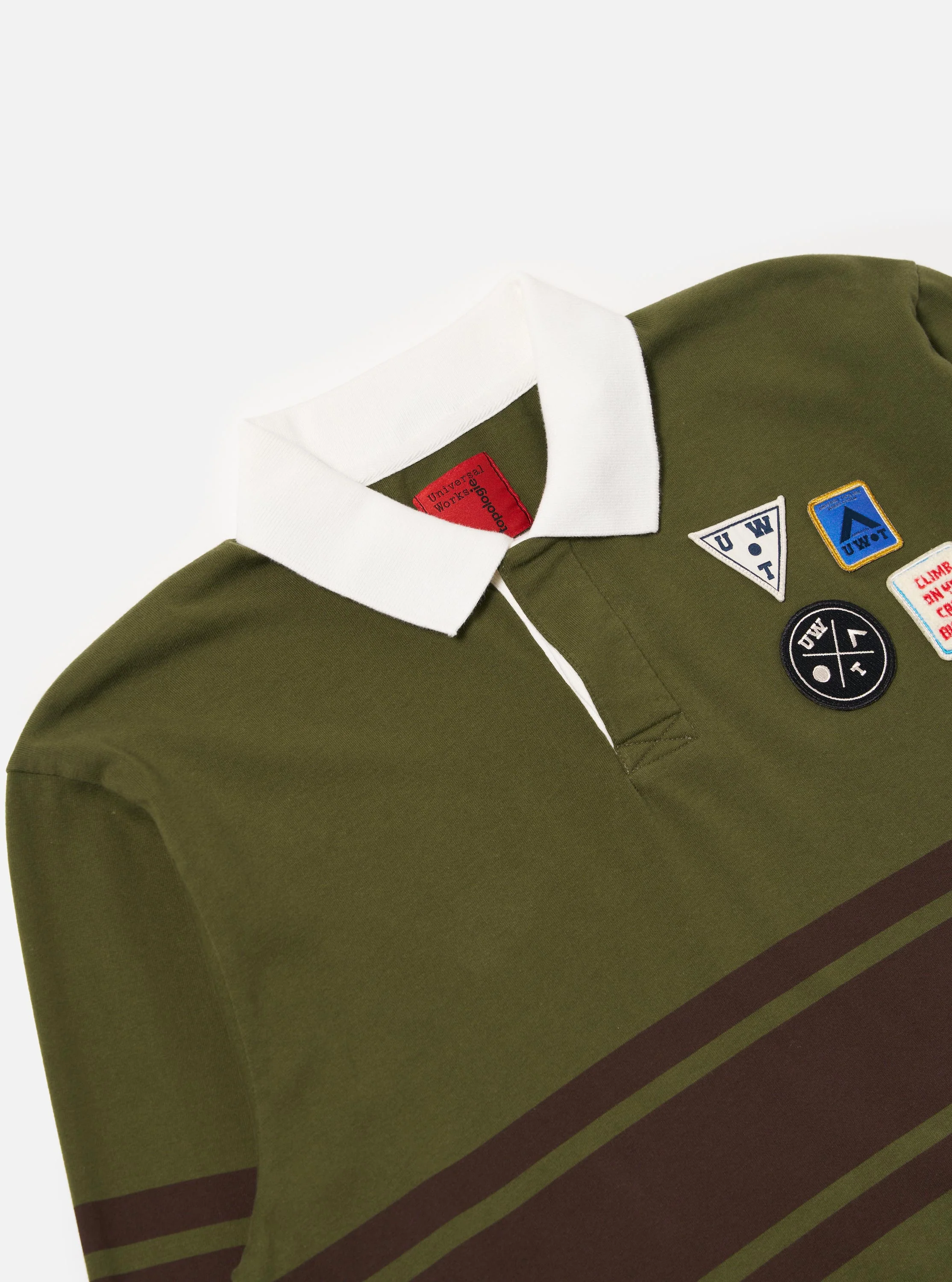 Topologie x Universal Works Olive/Brown MW Organic Cotton Rugby Shirt - Image 6