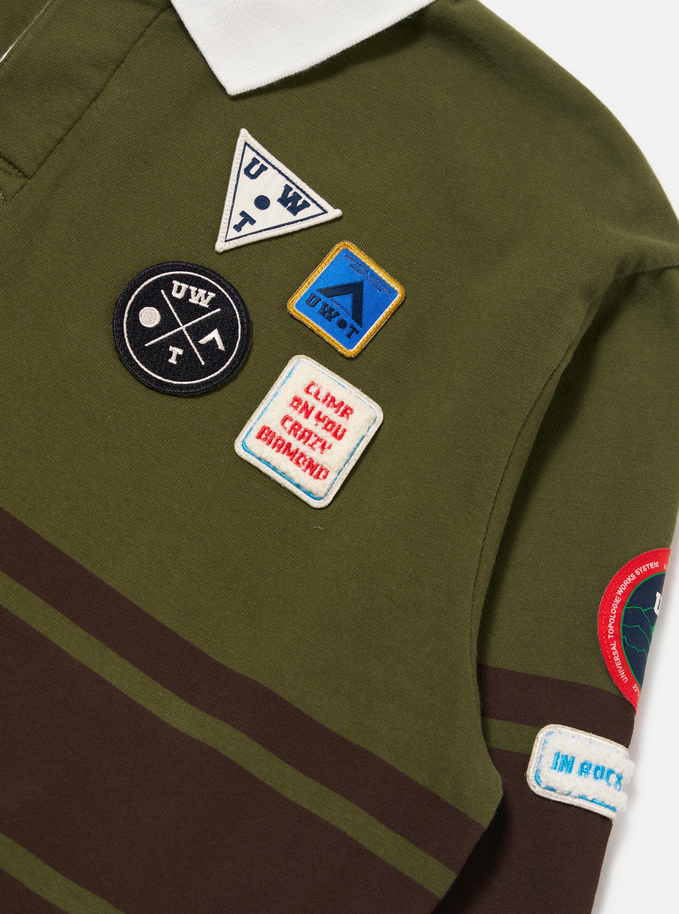 Topologie x Universal Works Olive/Brown MW Organic Cotton Rugby Shirt - Image 7