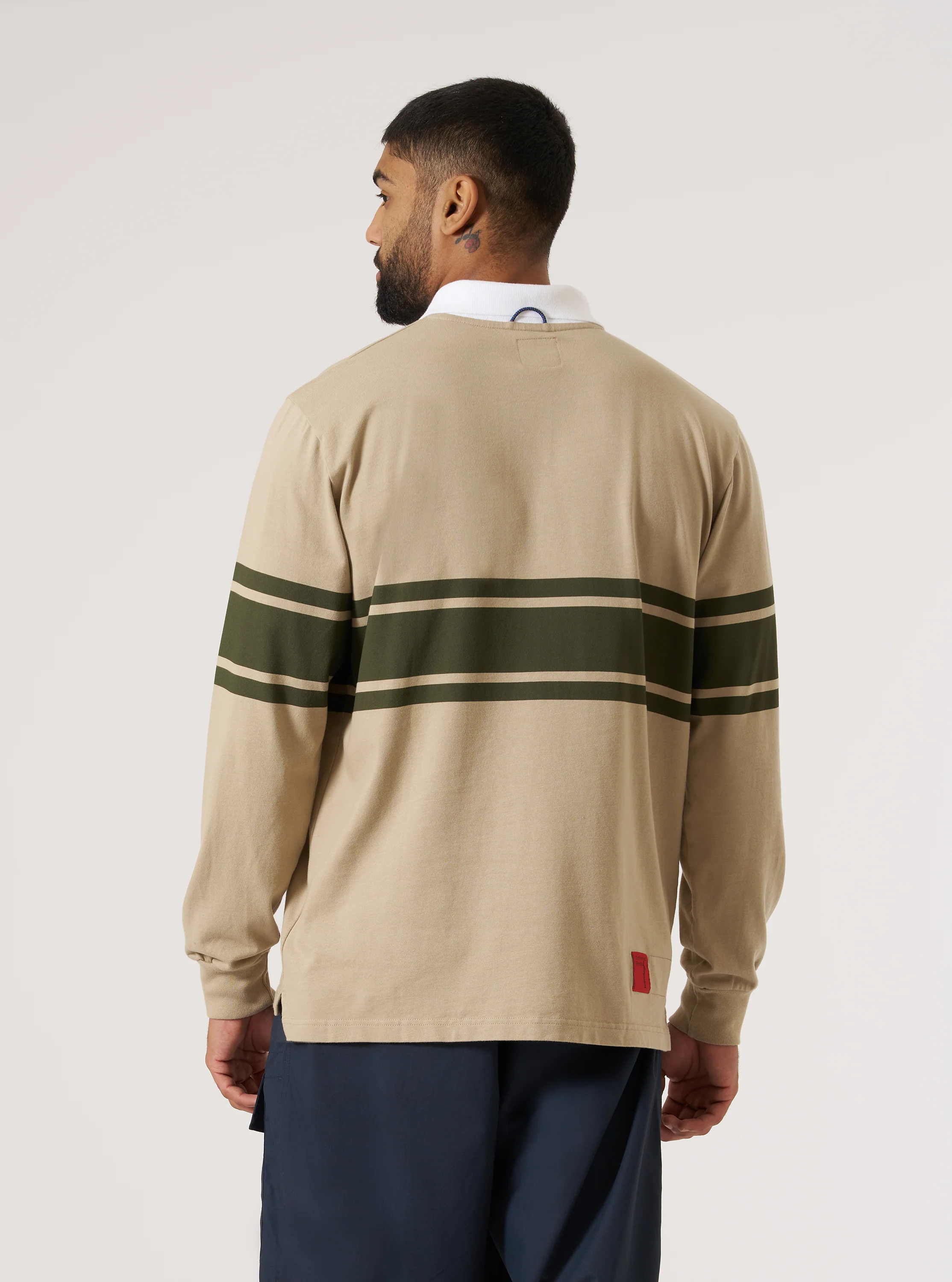 Topologie x Universal Works Sand/Olive MW Organic Cotton Rugby Shirt - Image 3