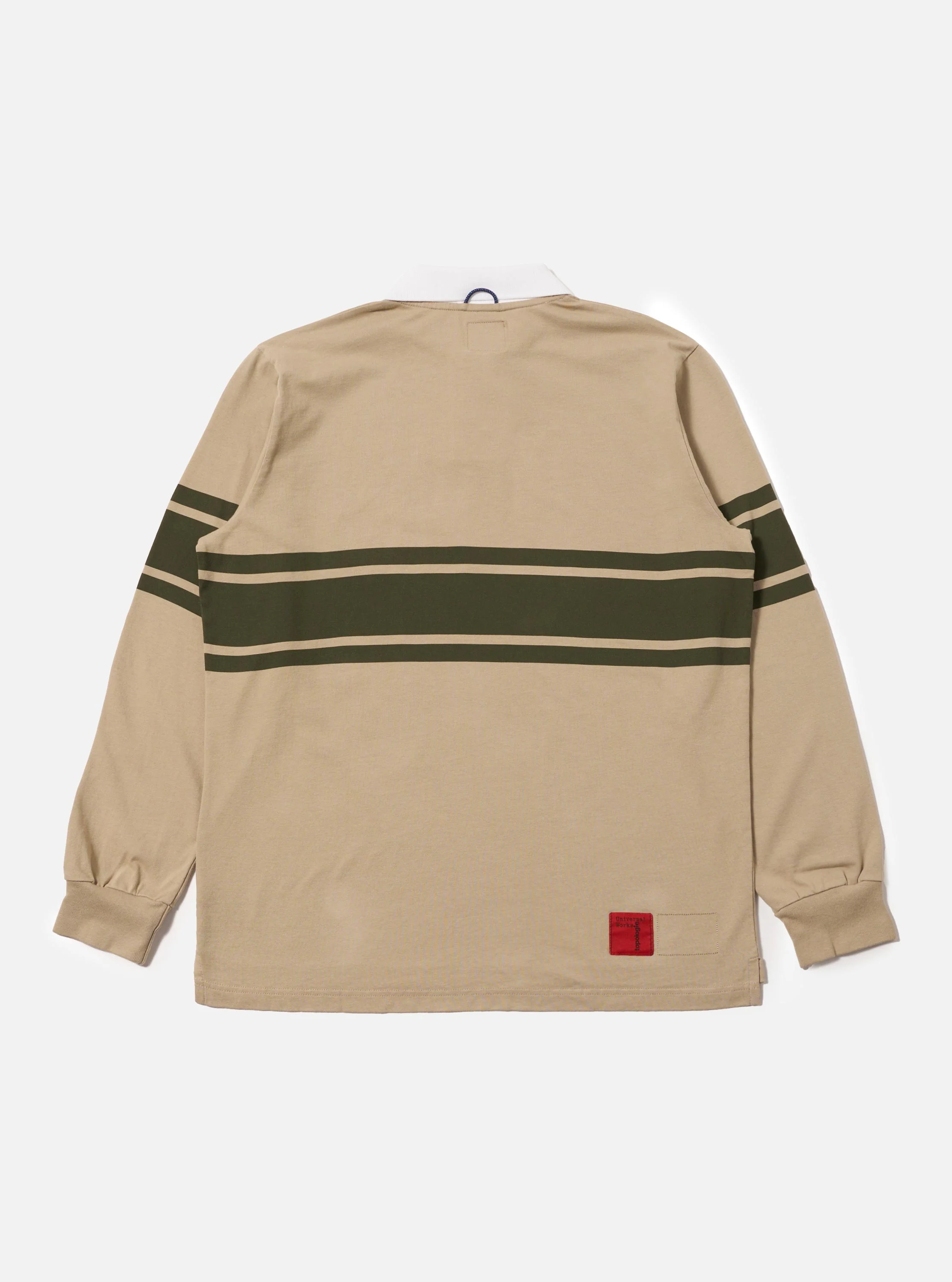 Topologie x Universal Works Sand/Olive MW Organic Cotton Rugby Shirt - Image 5