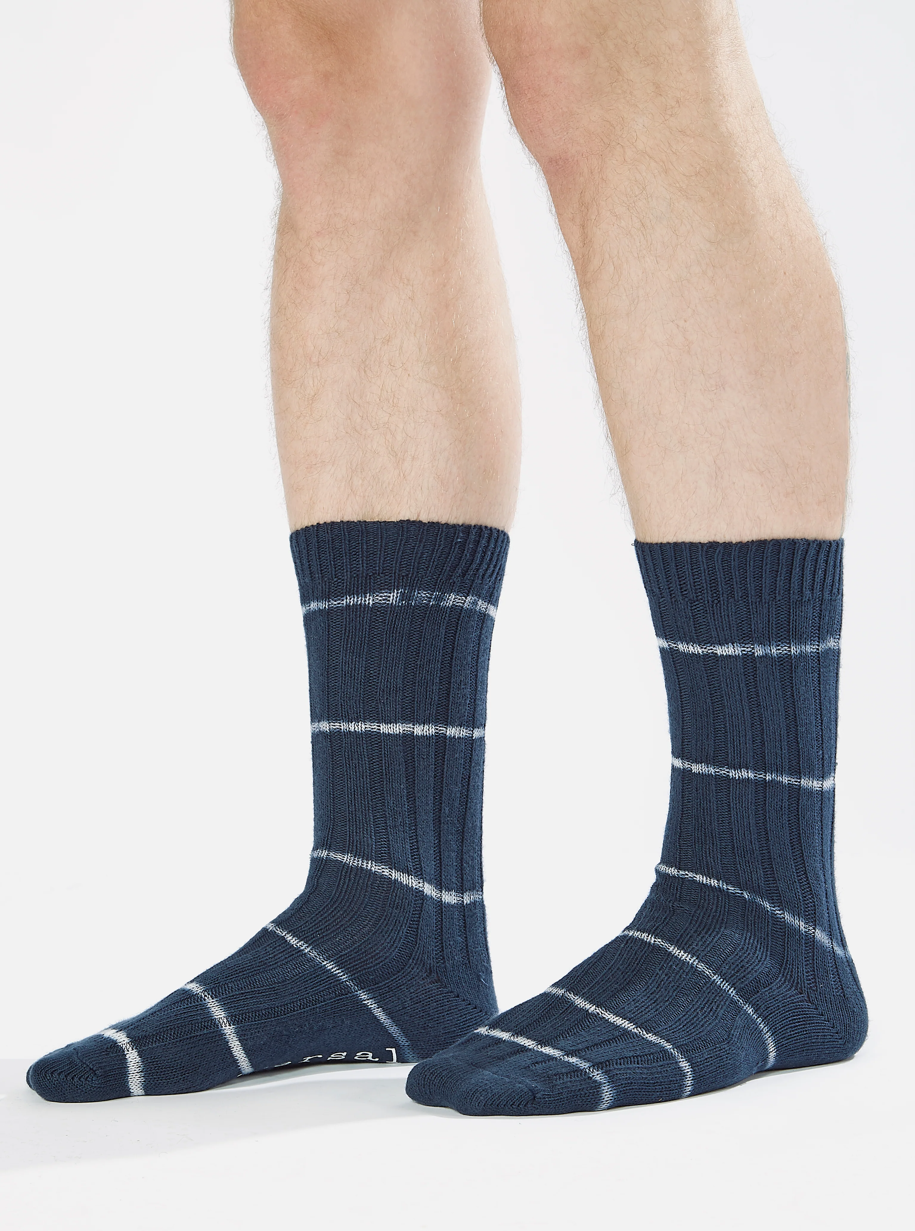 Navy Tie Dye Knit Slub Sock - Image 3