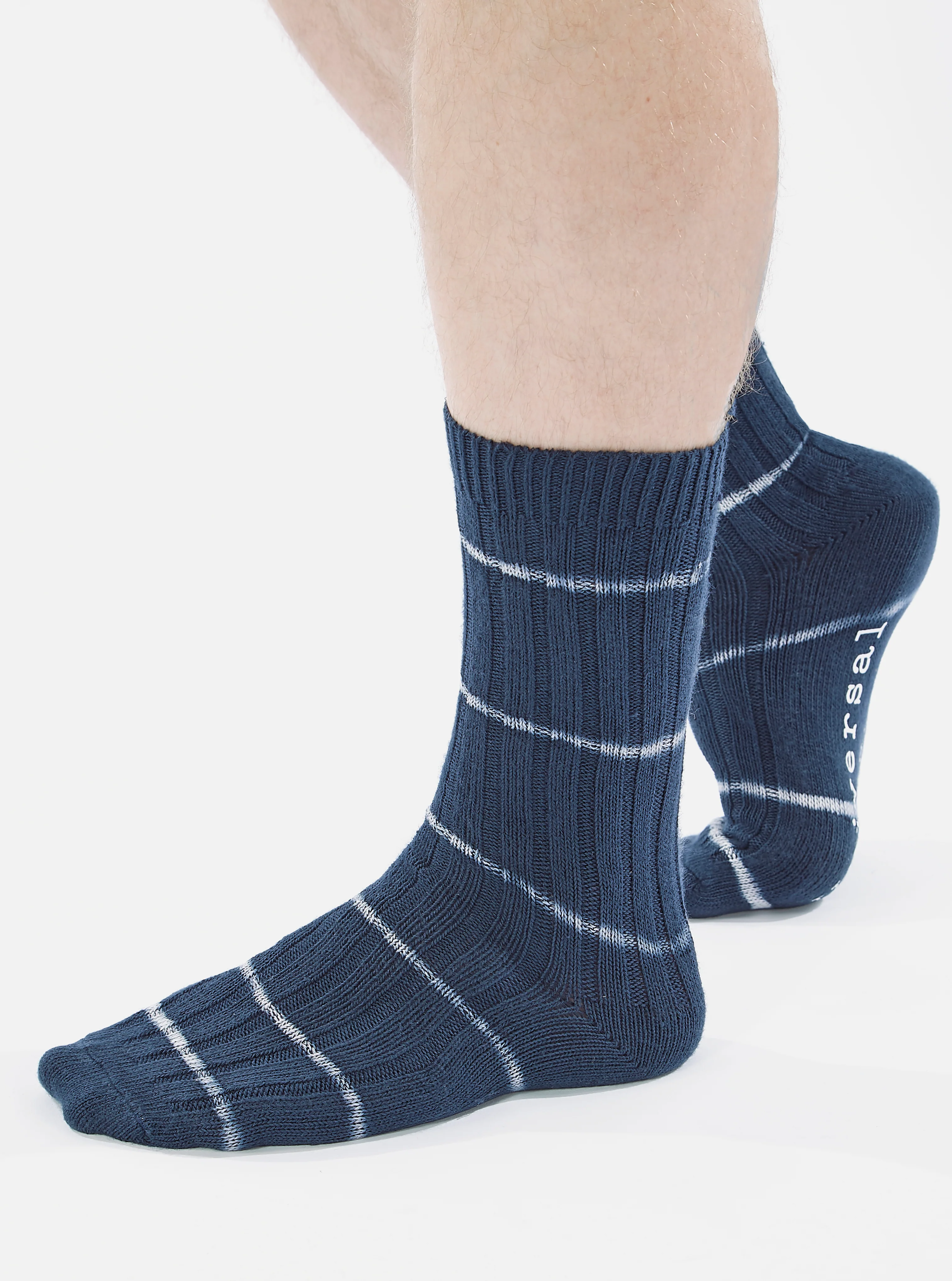 Navy Tie Dye Knit Slub Sock - Image 4